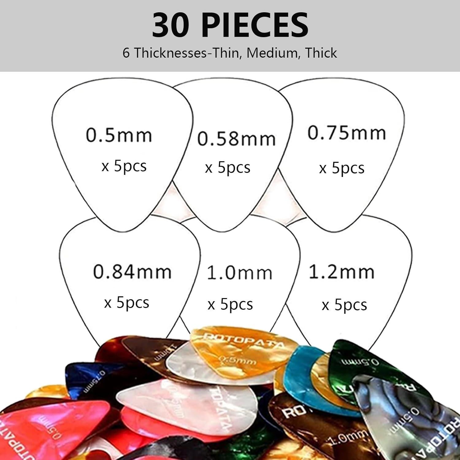 Soporte para Púas de Guitarra ROTOPATA con 30 Púas de 0.5 a 1.2mm