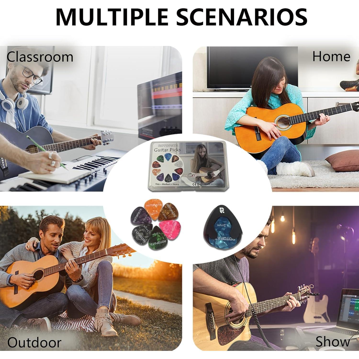 Soporte para Púas de Guitarra ROTOPATA con 30 Púas de 0.5 a 1.2mm