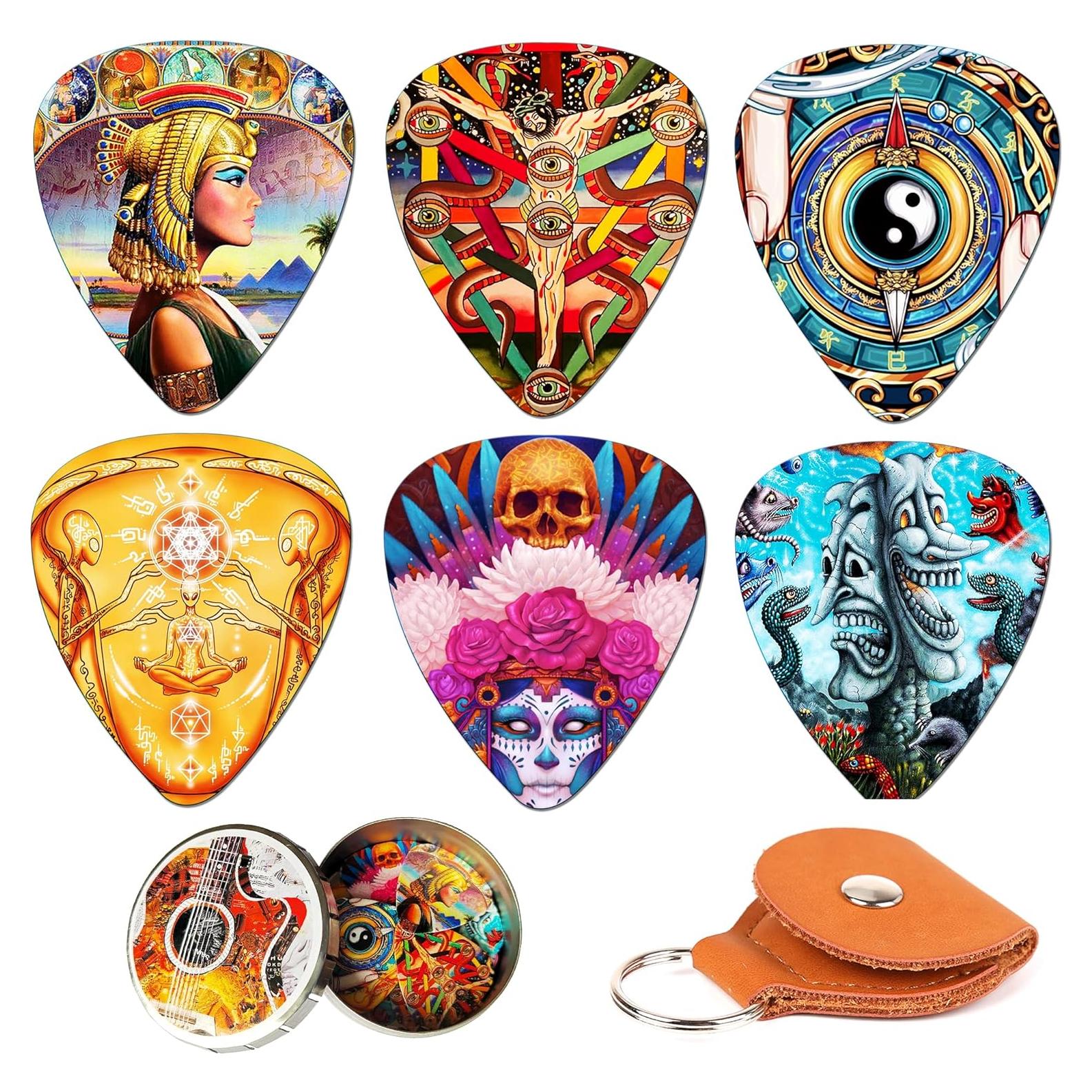 Paquete de 12 Púas de Guitarra Medianas Celuloide Mezcla-6