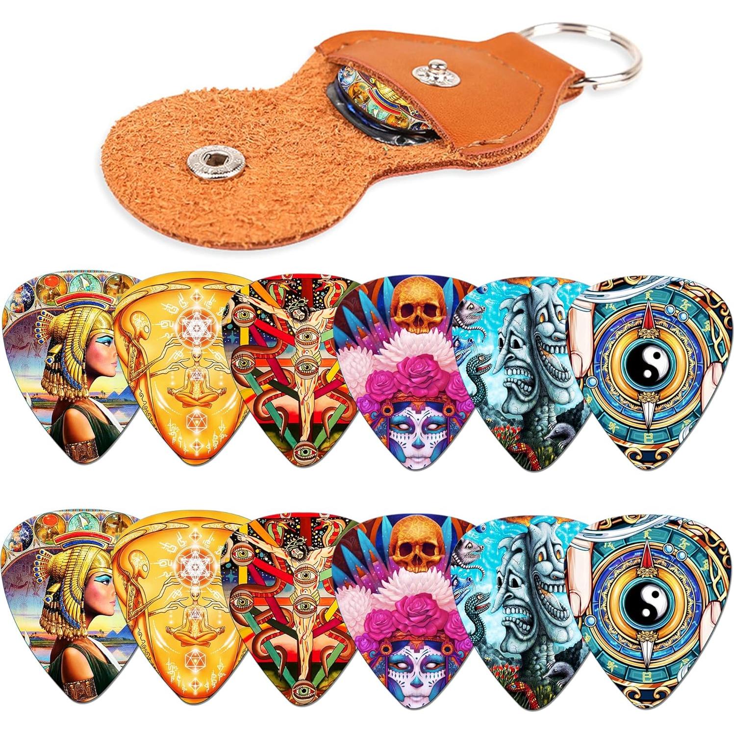 Paquete de 12 Púas de Guitarra Medianas Celuloide Mezcla-6