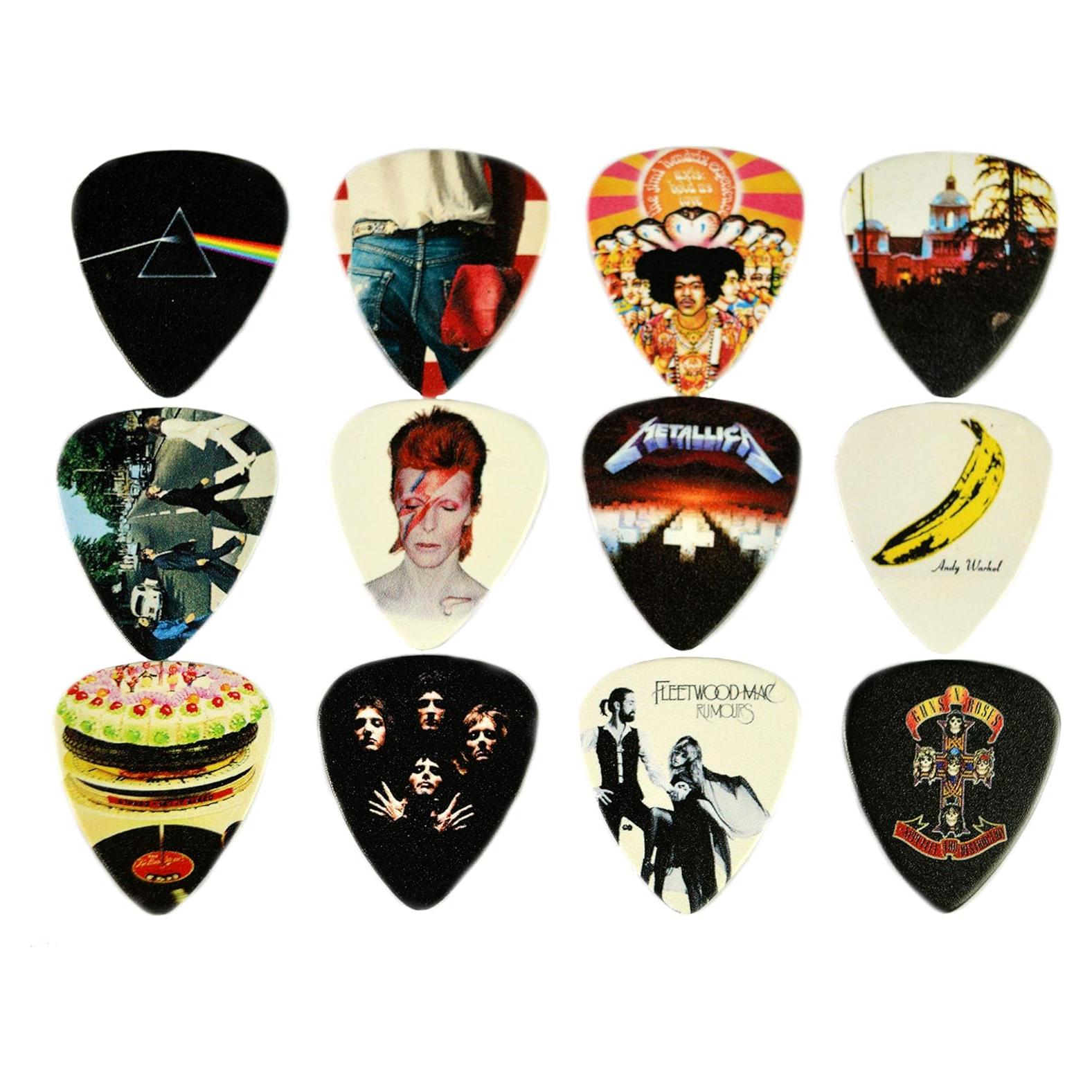 Set de 12 Púas de Guitarra Clásicas con Bolsa - 0.46 a 1.2 mm