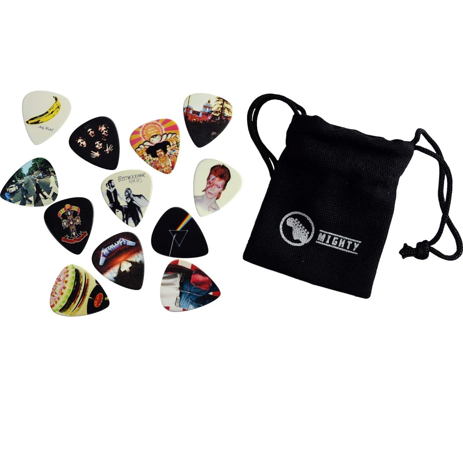 Set de 12 Púas de Guitarra Clásicas con Bolsa - 0.46 a 1.2 mm