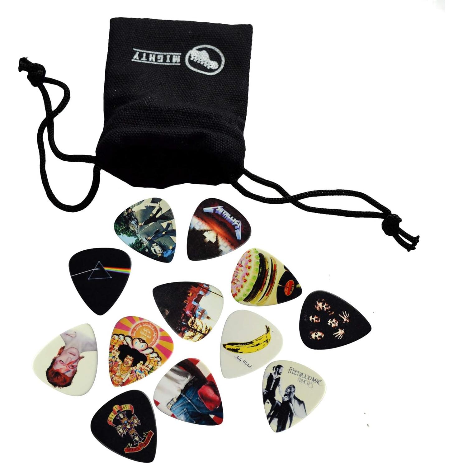 Set de 12 Púas de Guitarra Clásicas con Bolsa - 0.46 a 1.2 mm