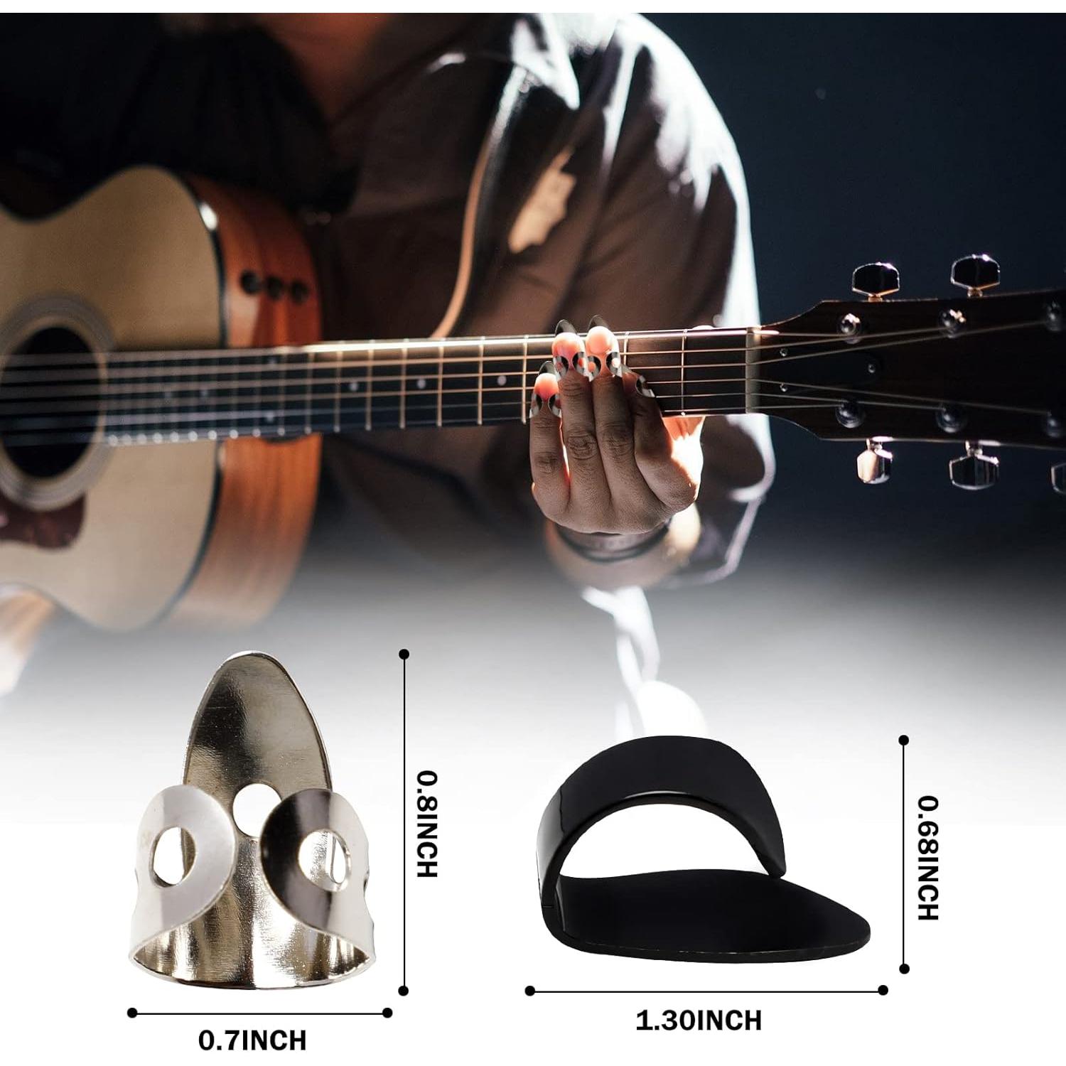 Juego de 12 Púas de Acero Inoxidable y Plástico para Guitarra