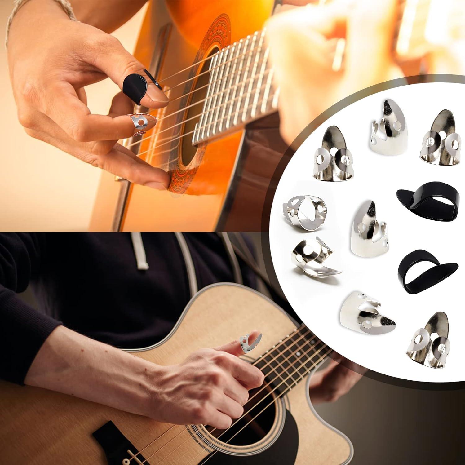 Juego de 12 Púas de Acero Inoxidable y Plástico para Guitarra