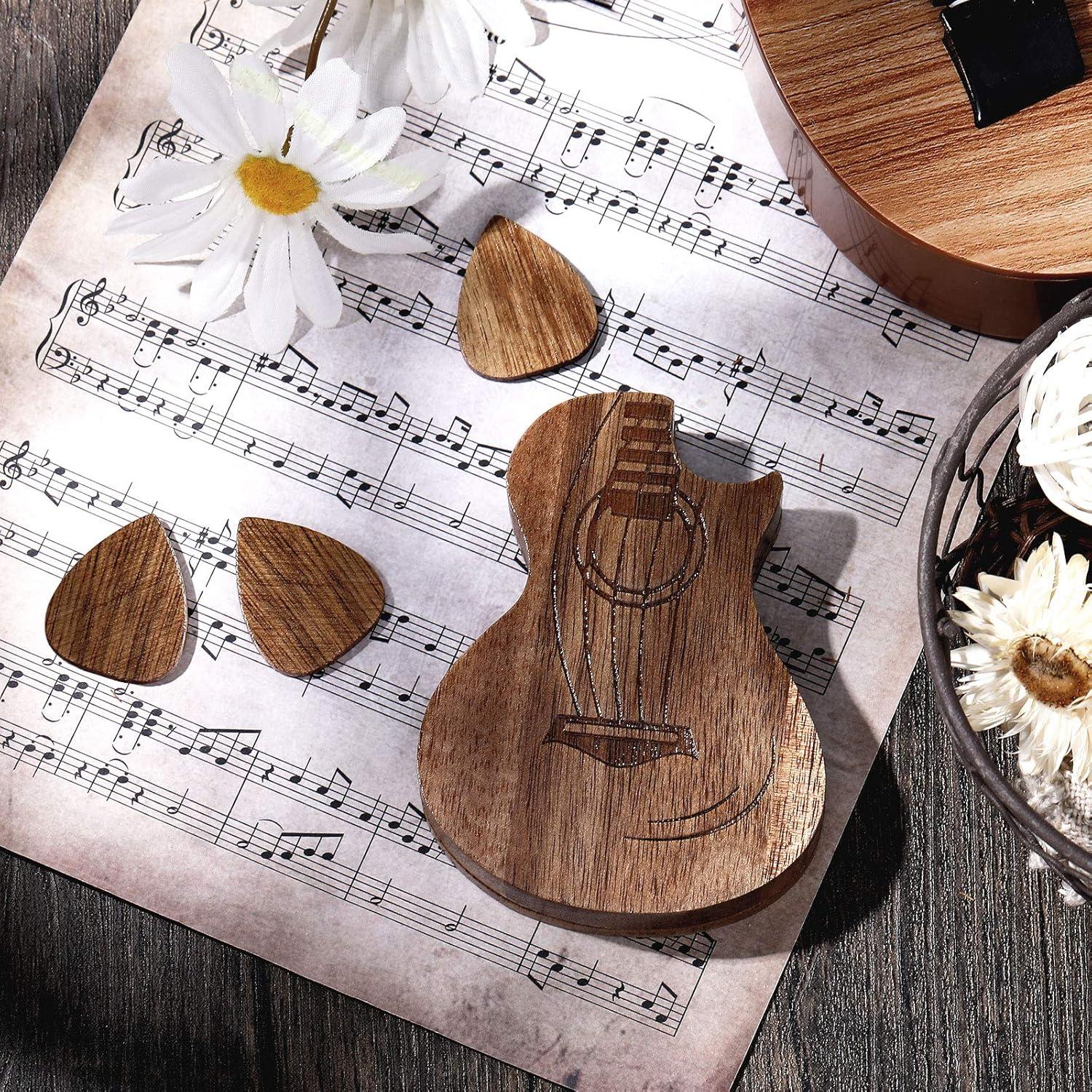 Caja de Púas de Guitarra Boao con 3 Púas de Madera