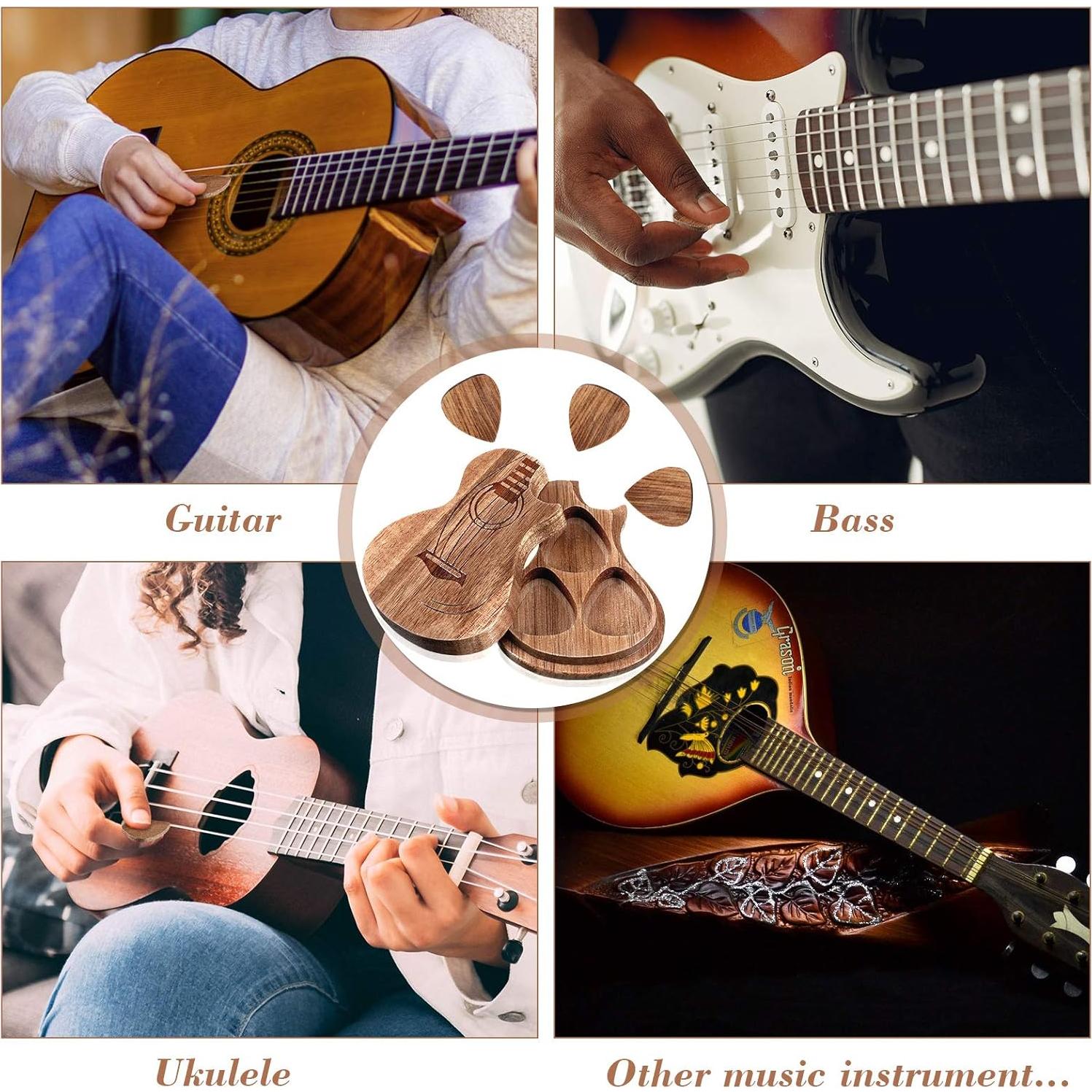 Caja de Púas de Guitarra Boao con 3 Púas de Madera