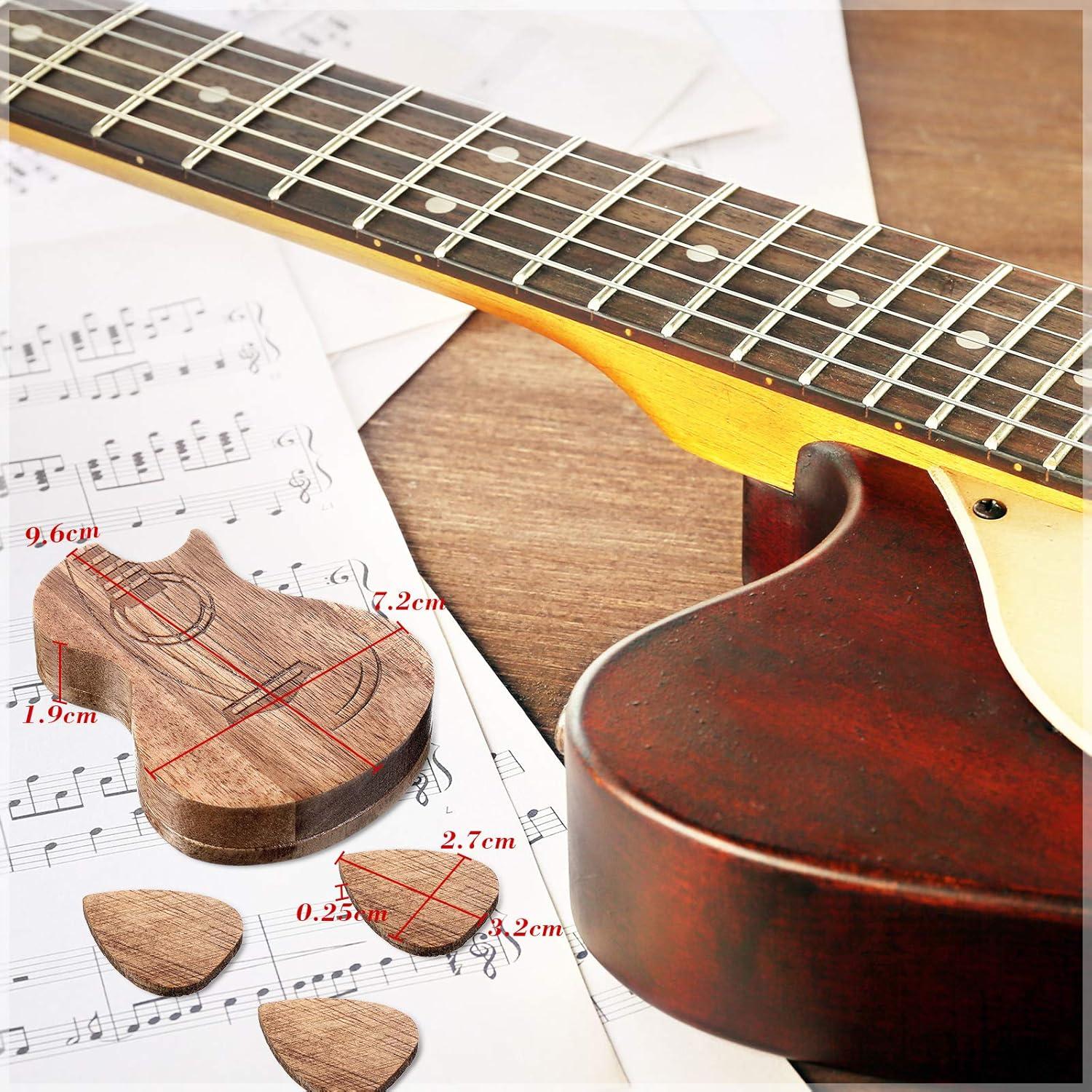 Caja de Púas de Guitarra Boao con 3 Púas de Madera