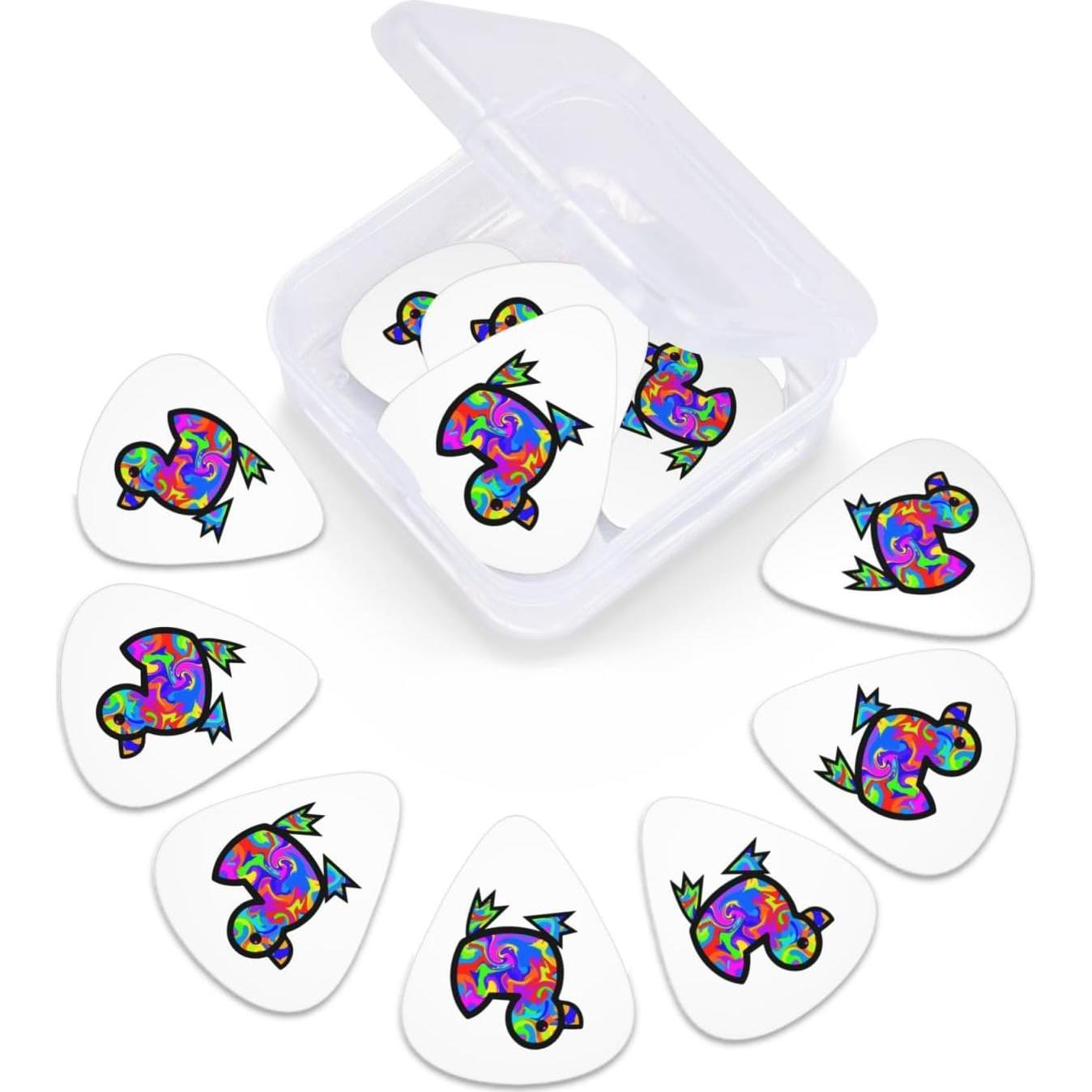 Puas de Guitarra Pato Psicodélico - Paquete de 12, 3 Grosor