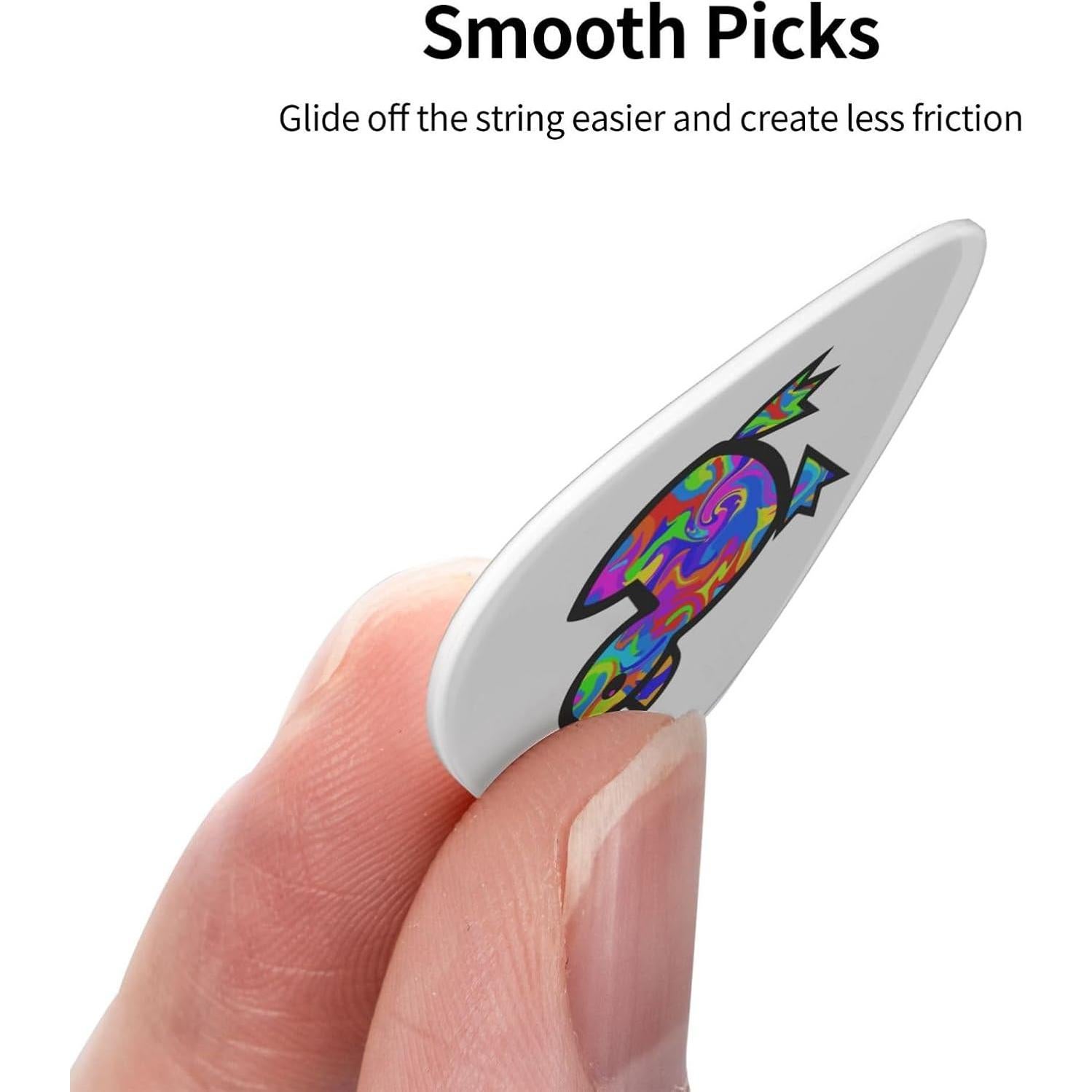 Puas de Guitarra Pato Psicodélico - Paquete de 12, 3 Grosor