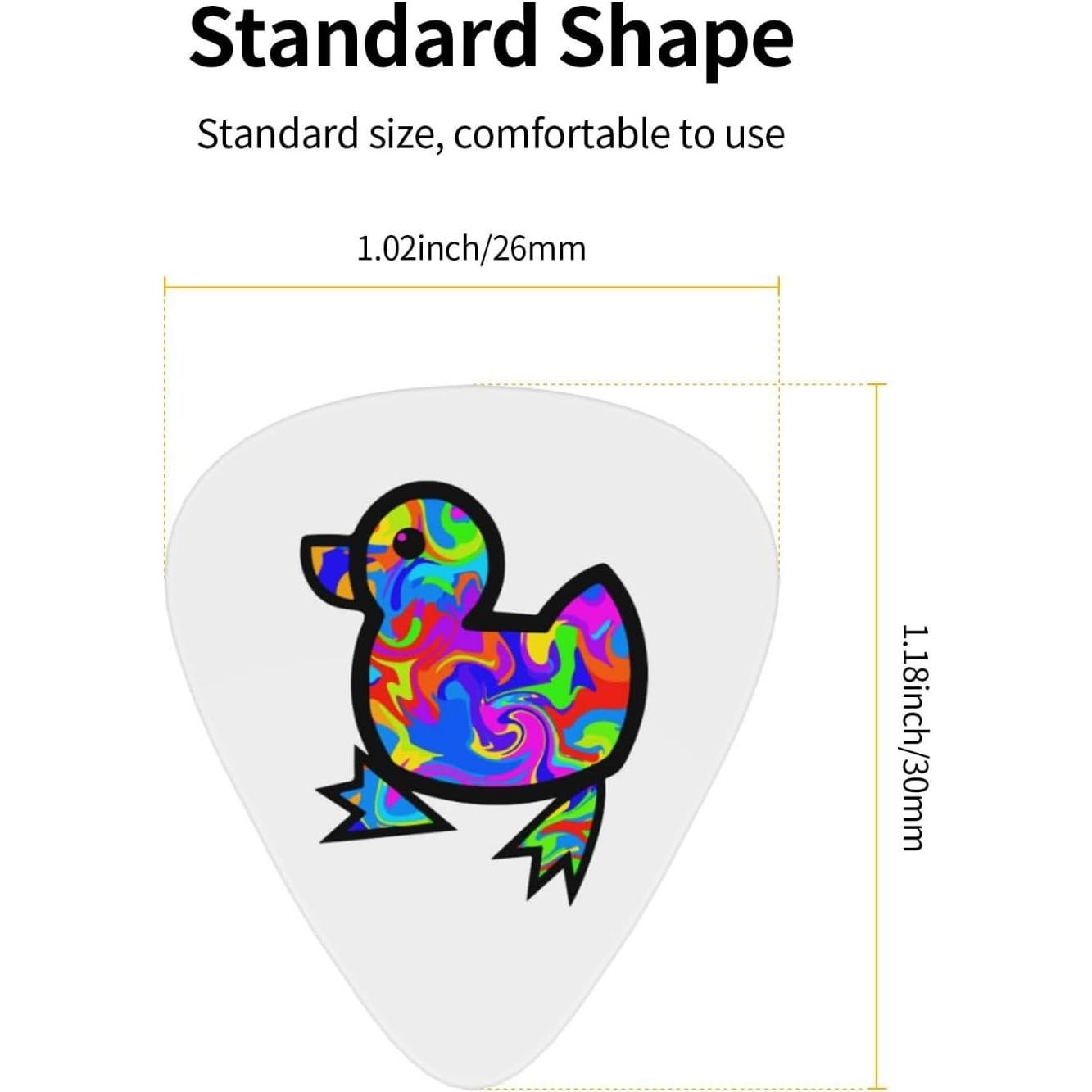 Puas de Guitarra Pato Psicodélico - Paquete de 12, 3 Grosor