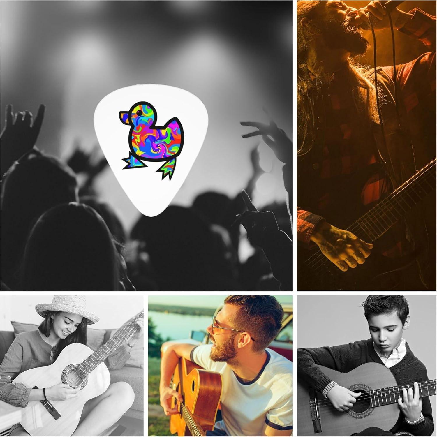 Puas de Guitarra Pato Psicodélico - Paquete de 12, 3 Grosor