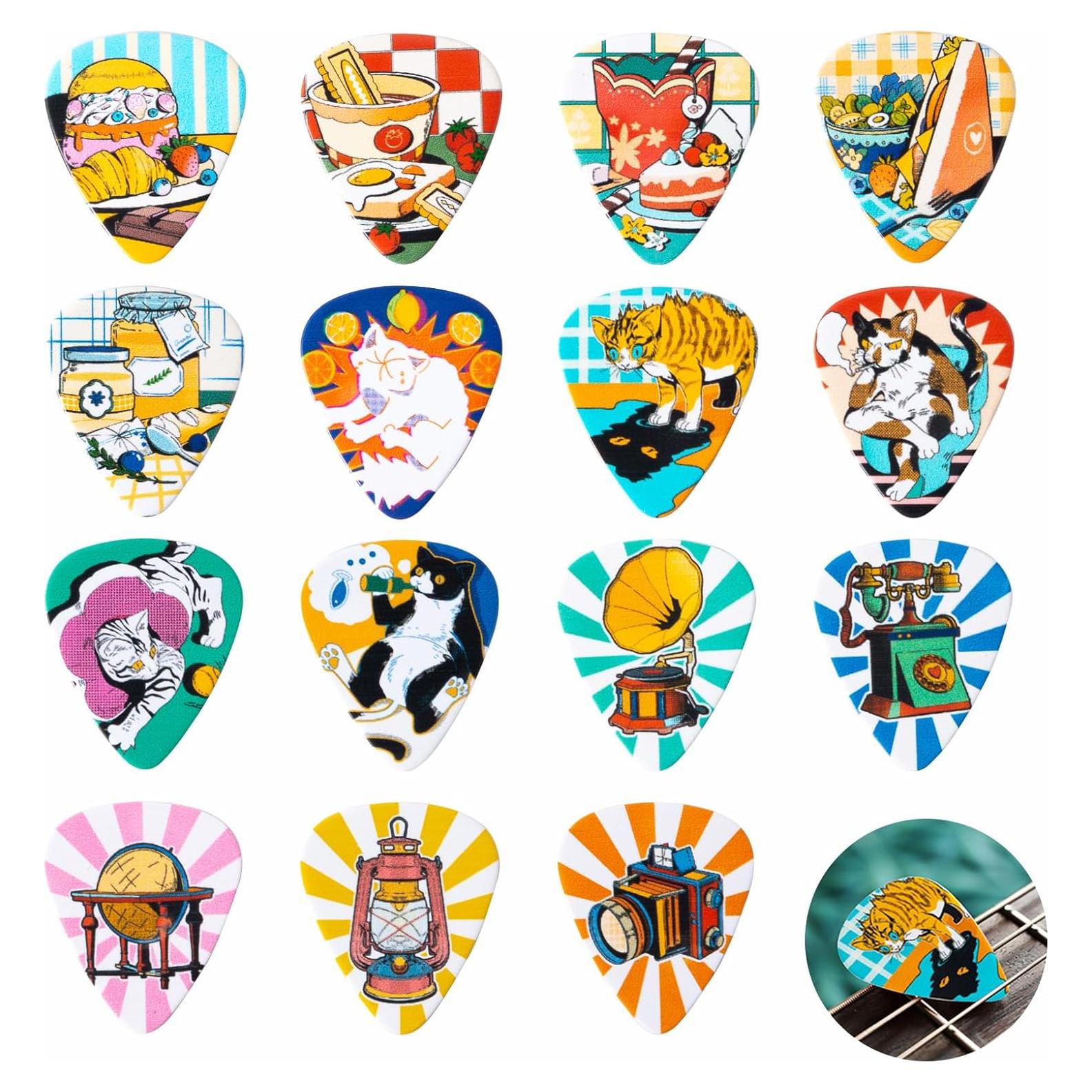 Set de 45 Púas de Guitarra Cobahom Celuloide Multicolor 0.46-1mm