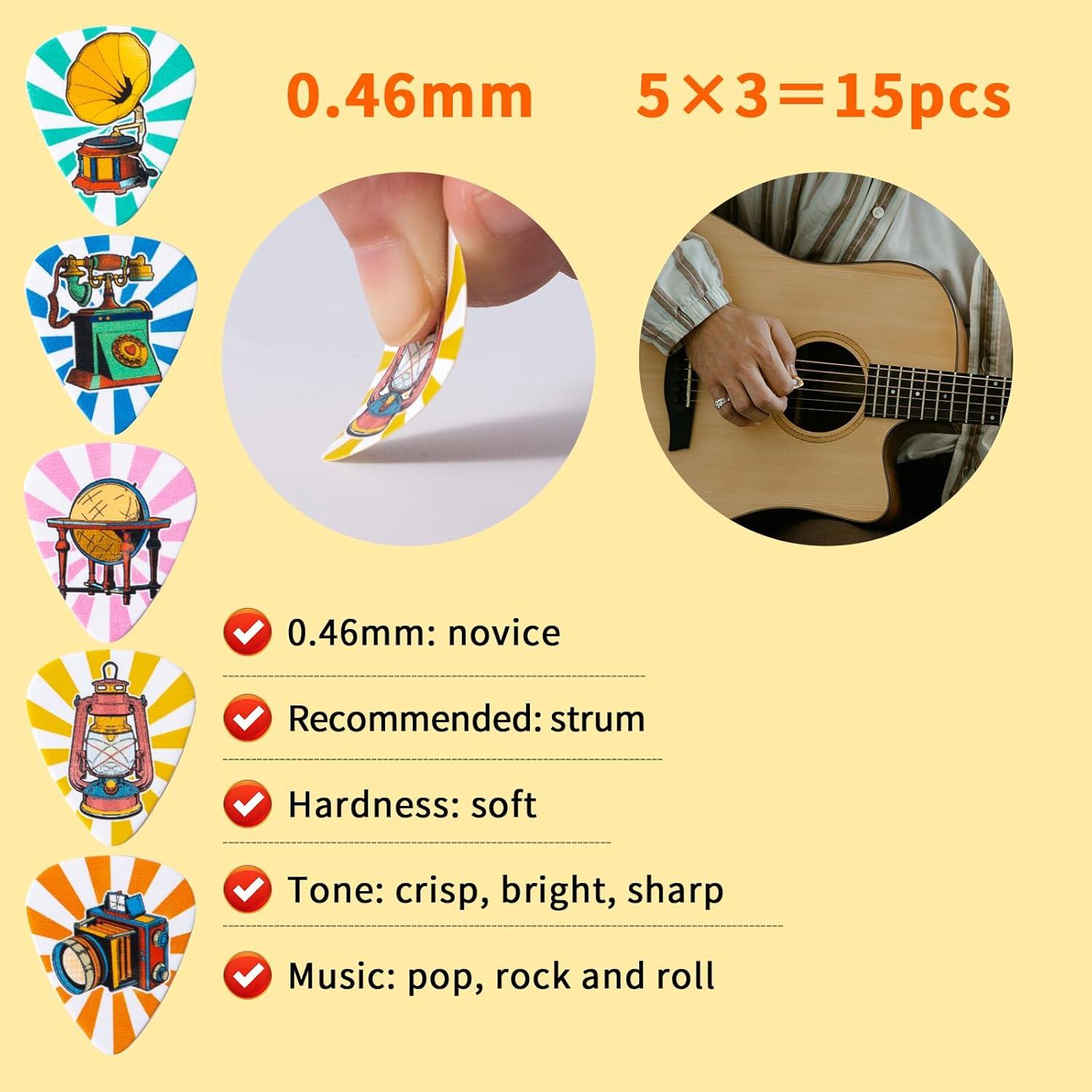 Set de 45 Púas de Guitarra Cobahom Celuloide Multicolor 0.46-1mm