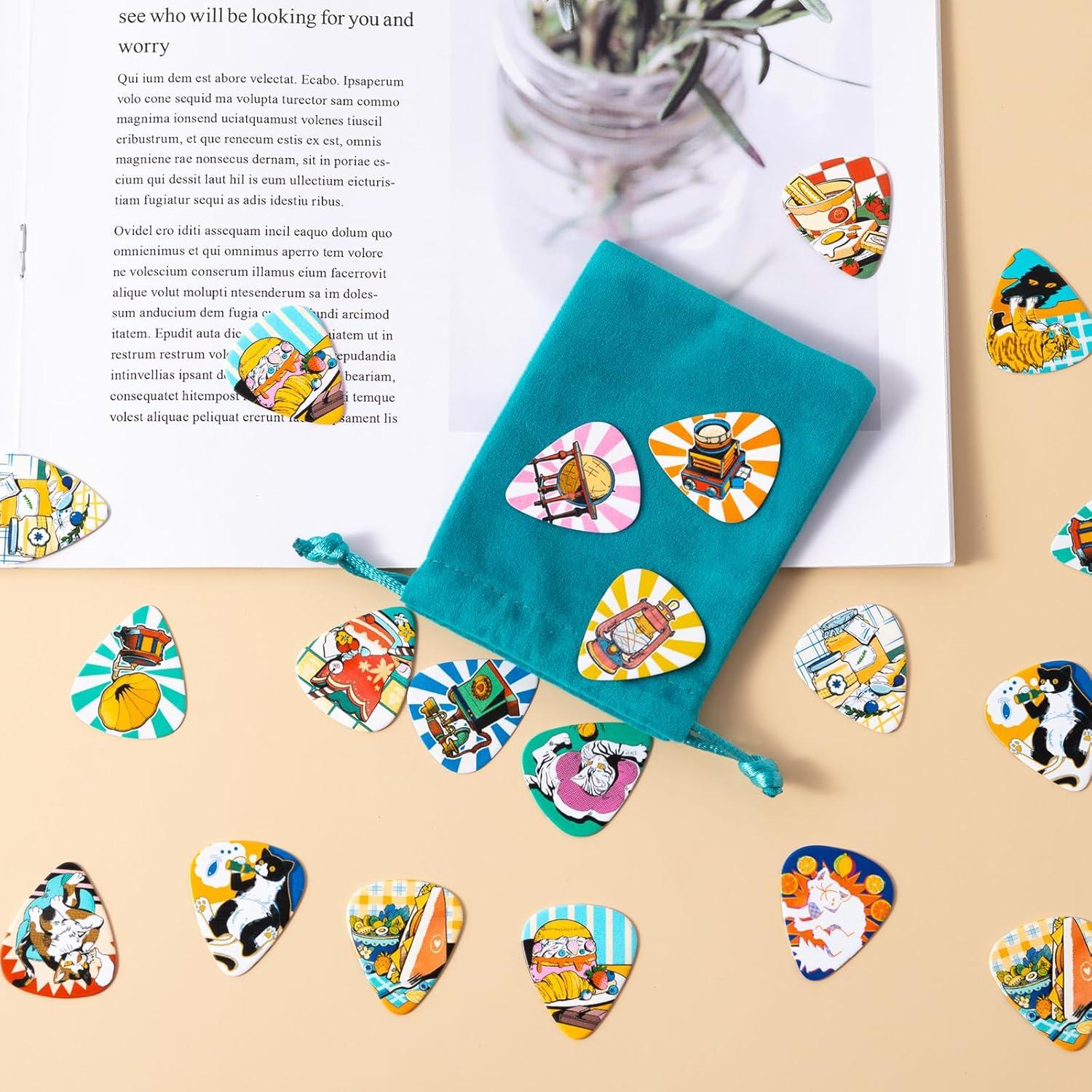 Set de 45 Púas de Guitarra Cobahom Celuloide Multicolor 0.46-1mm