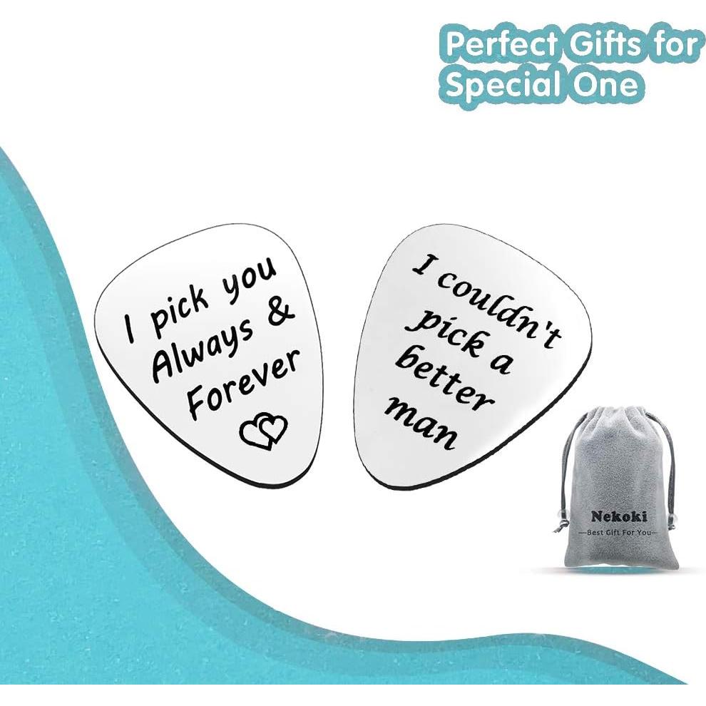 2 Púas de Guitarra Acero Inoxidable con Mensaje Regalo Esposo