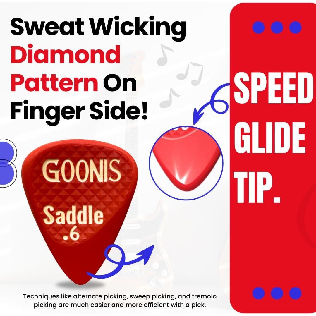 Puas de guitarra Goonis 0.6mm Nylon Rojo - 5 Unidades