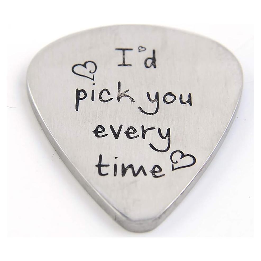Pua de Guitarra Acero Inoxidable Picksstime 3.2x2.5cm Regalo Musical