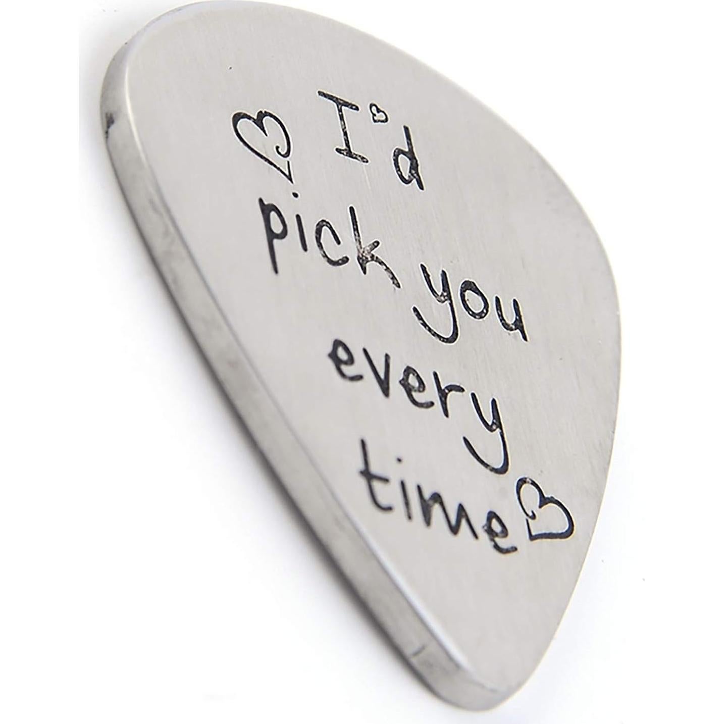 Pua de Guitarra Acero Inoxidable Picksstime 3.2x2.5cm Regalo Musical