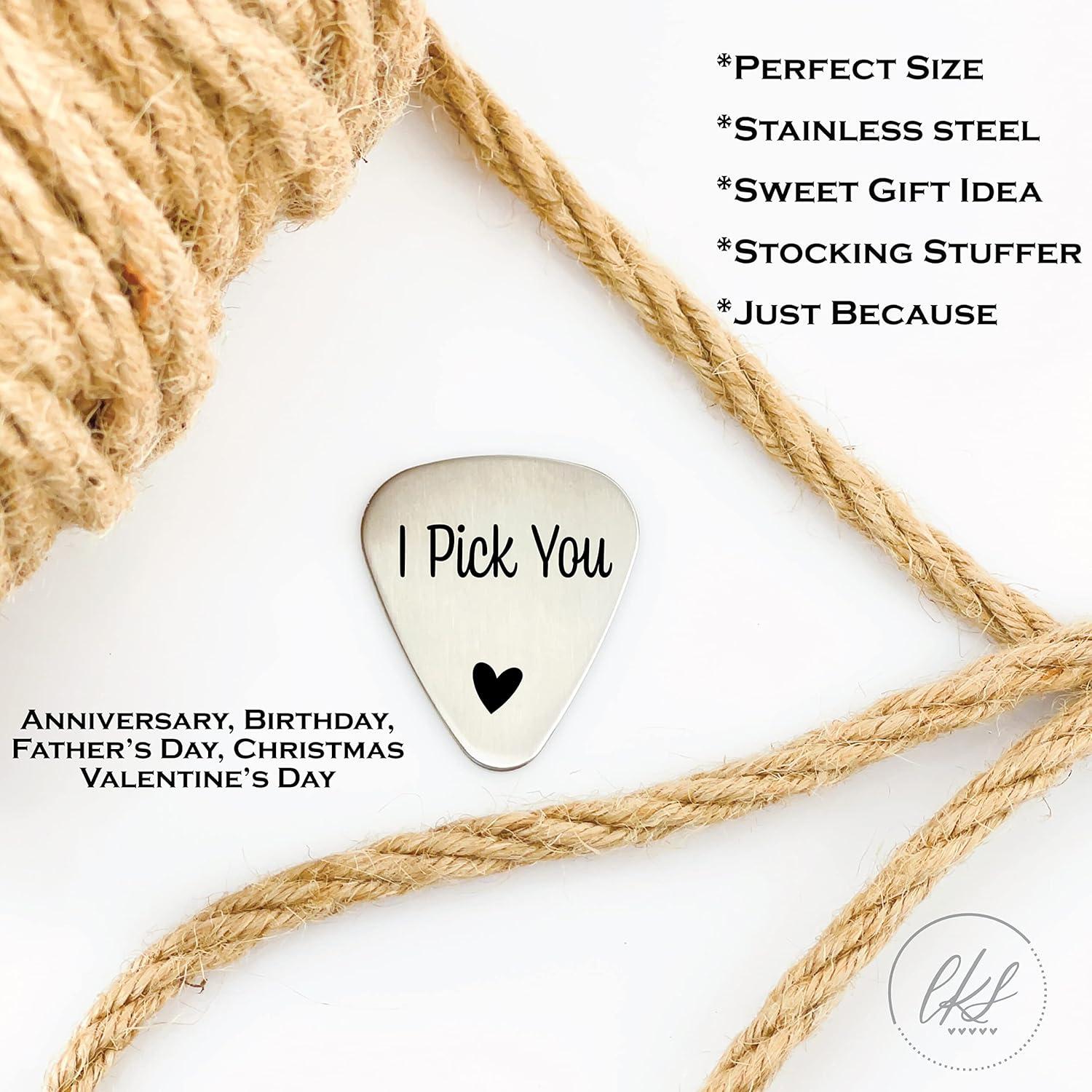 Pua de Guitarra de Acero Inoxidable Grabada #2 - Regalo Único