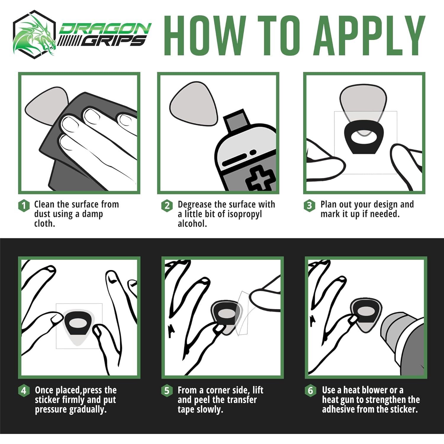 Agarraderas de Pua de Guitarra Dragon Transparente - Paquete 20