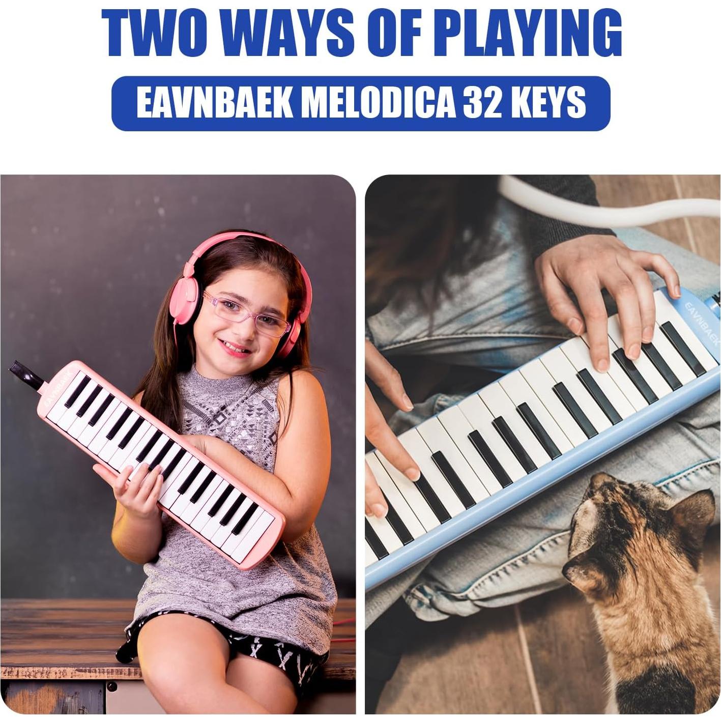 Melódica Profesional Eavnbaek 32 Teclas Azul con Accesorios