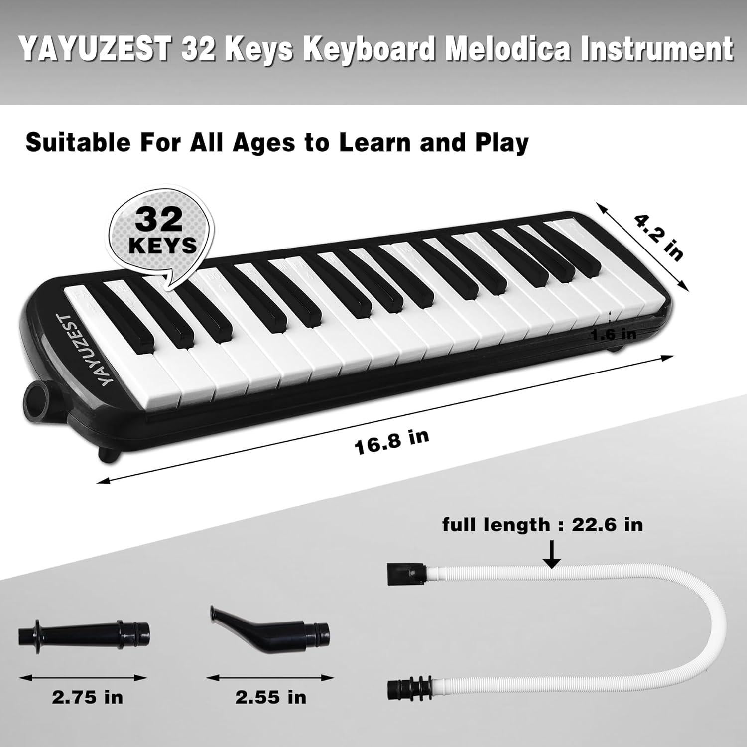 Melódica Soprano YAYUZEST 32 Teclas con Accesorios y Bolsa Negra