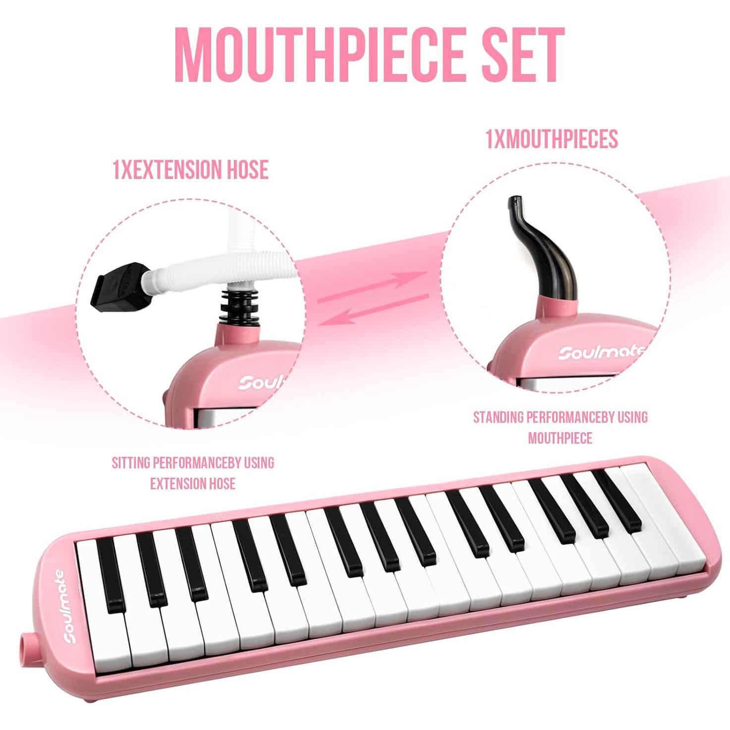 Melodica Soulmate 32 Teclas Rosa para Niños y Principiantes