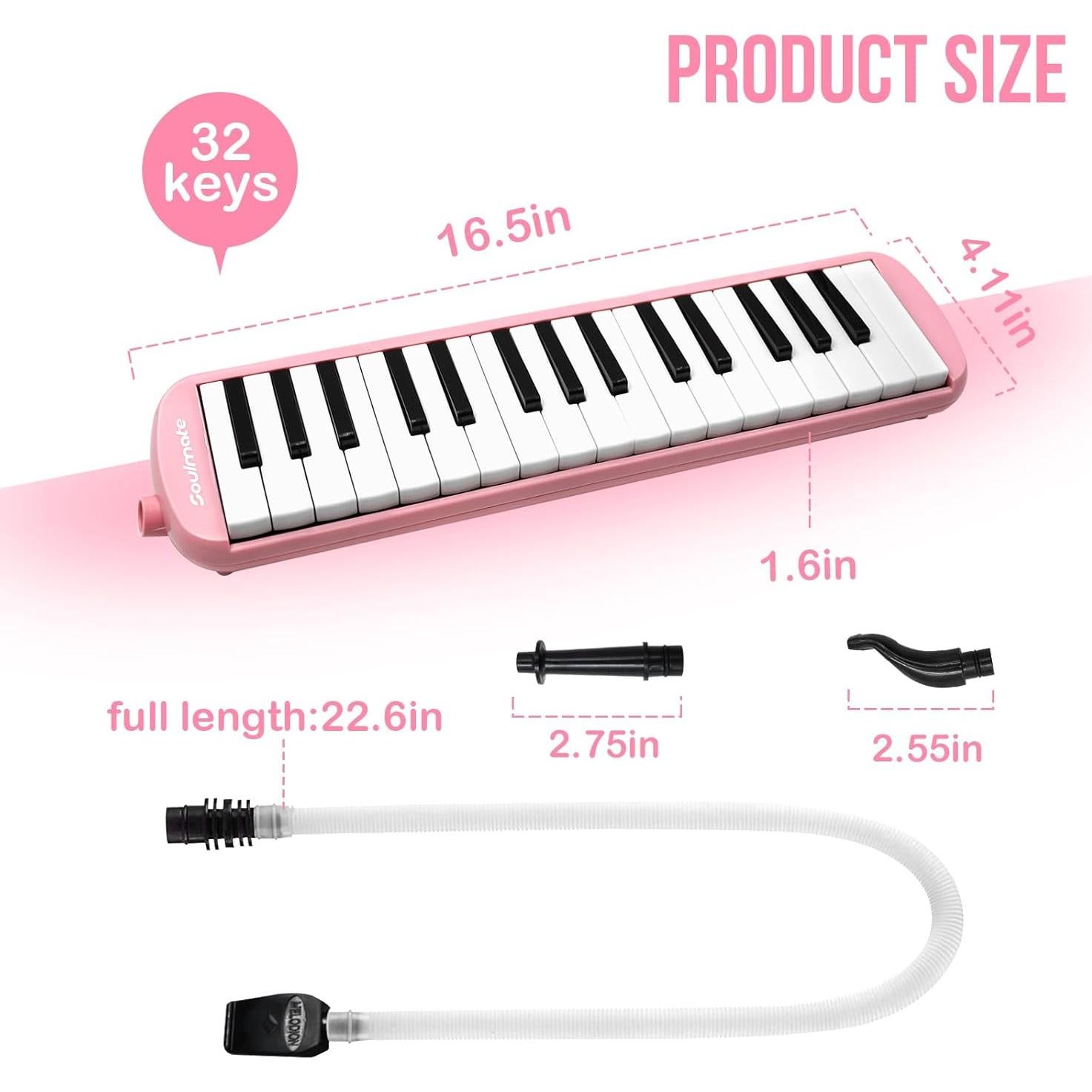 Melodica Soulmate 32 Teclas Rosa para Niños y Principiantes