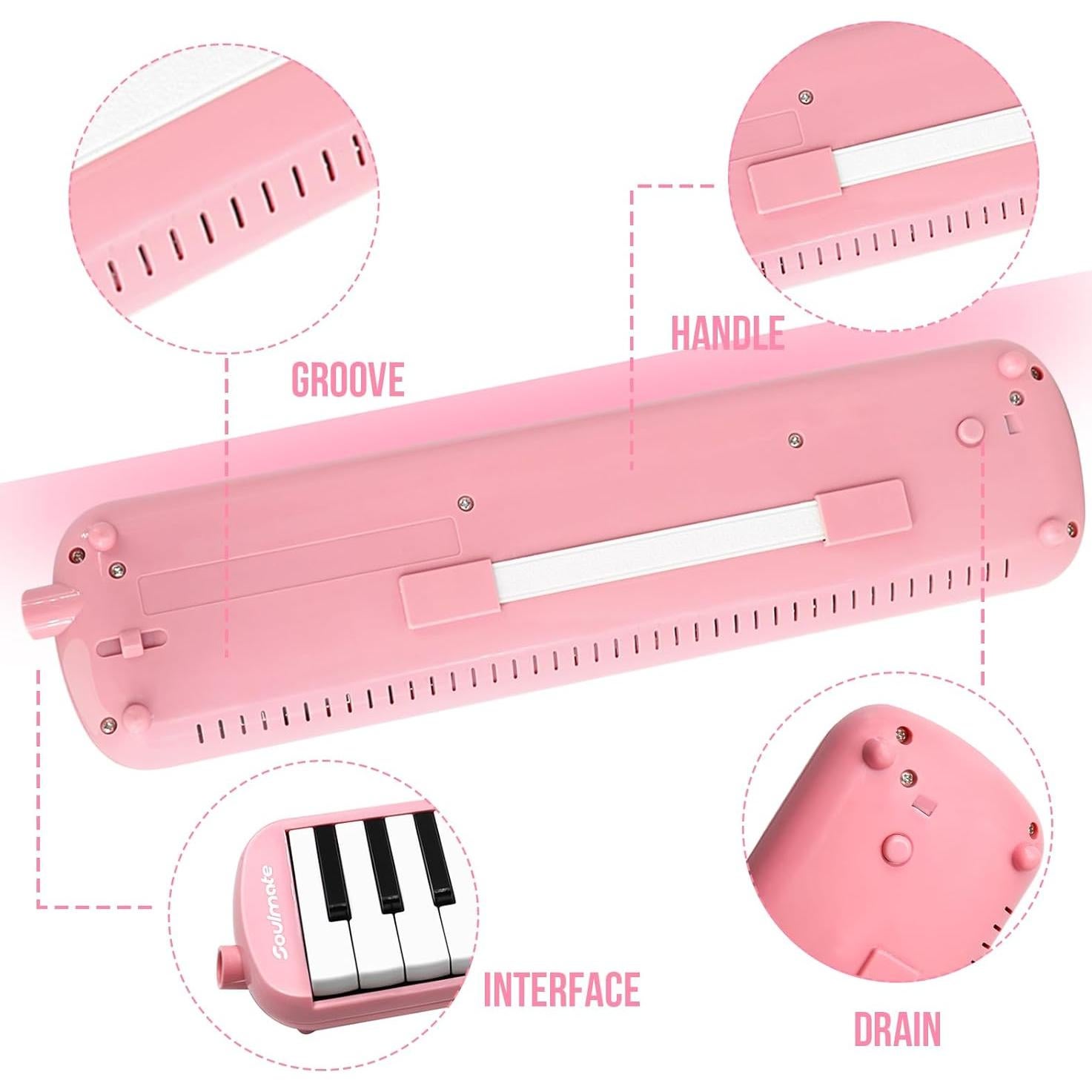 Melodica Soulmate 32 Teclas Rosa para Niños y Principiantes