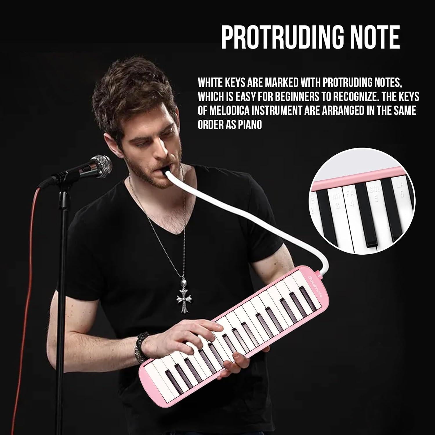 Melodica Soulmate 32 Teclas Rosa para Niños y Principiantes