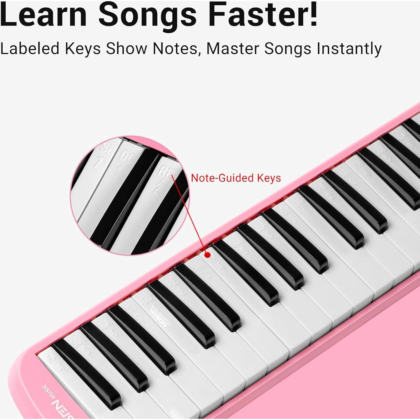 Melódica MOSEN 32 Teclas Rosa con Bolsa y Tubo de Respiración