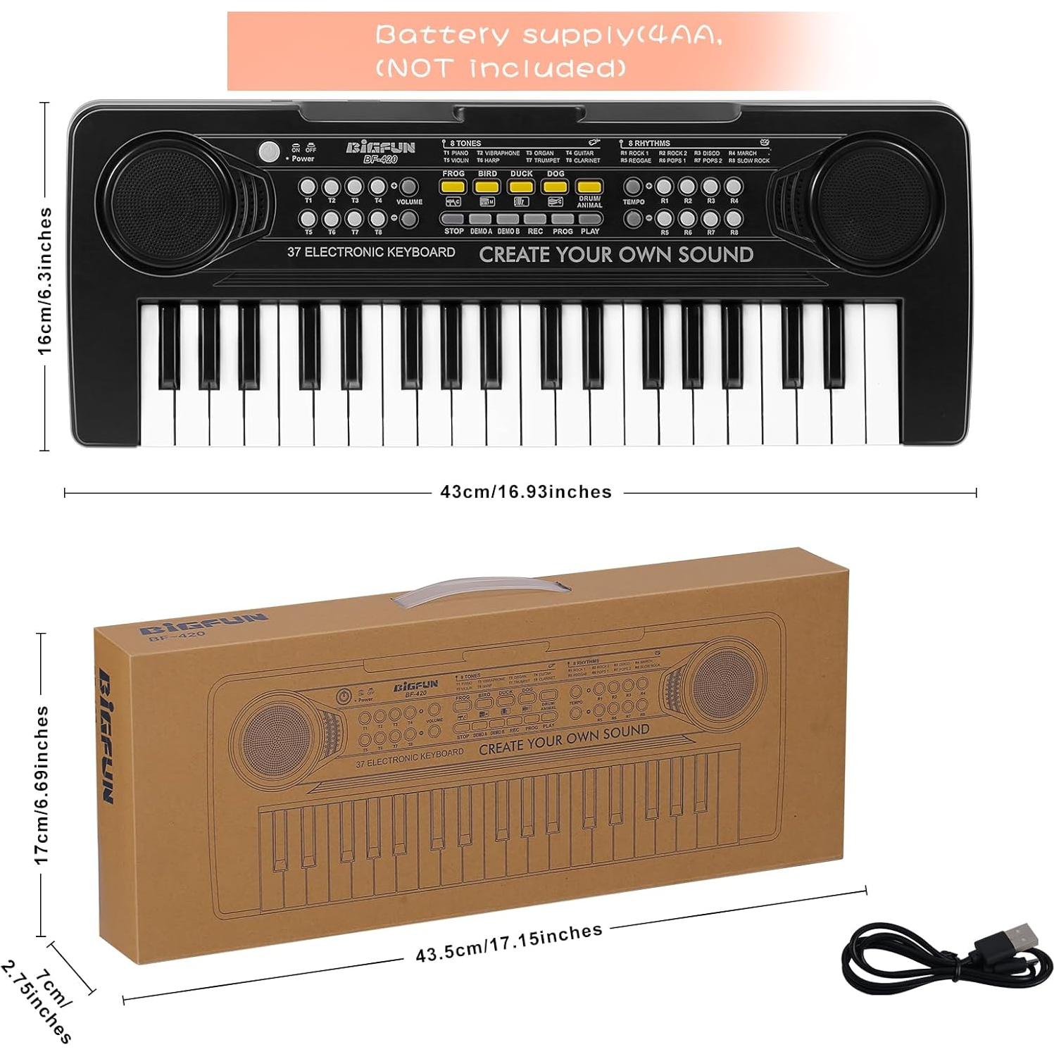 Teclado de Piano Infantil Raimy 37 Teclas Educativo Negro