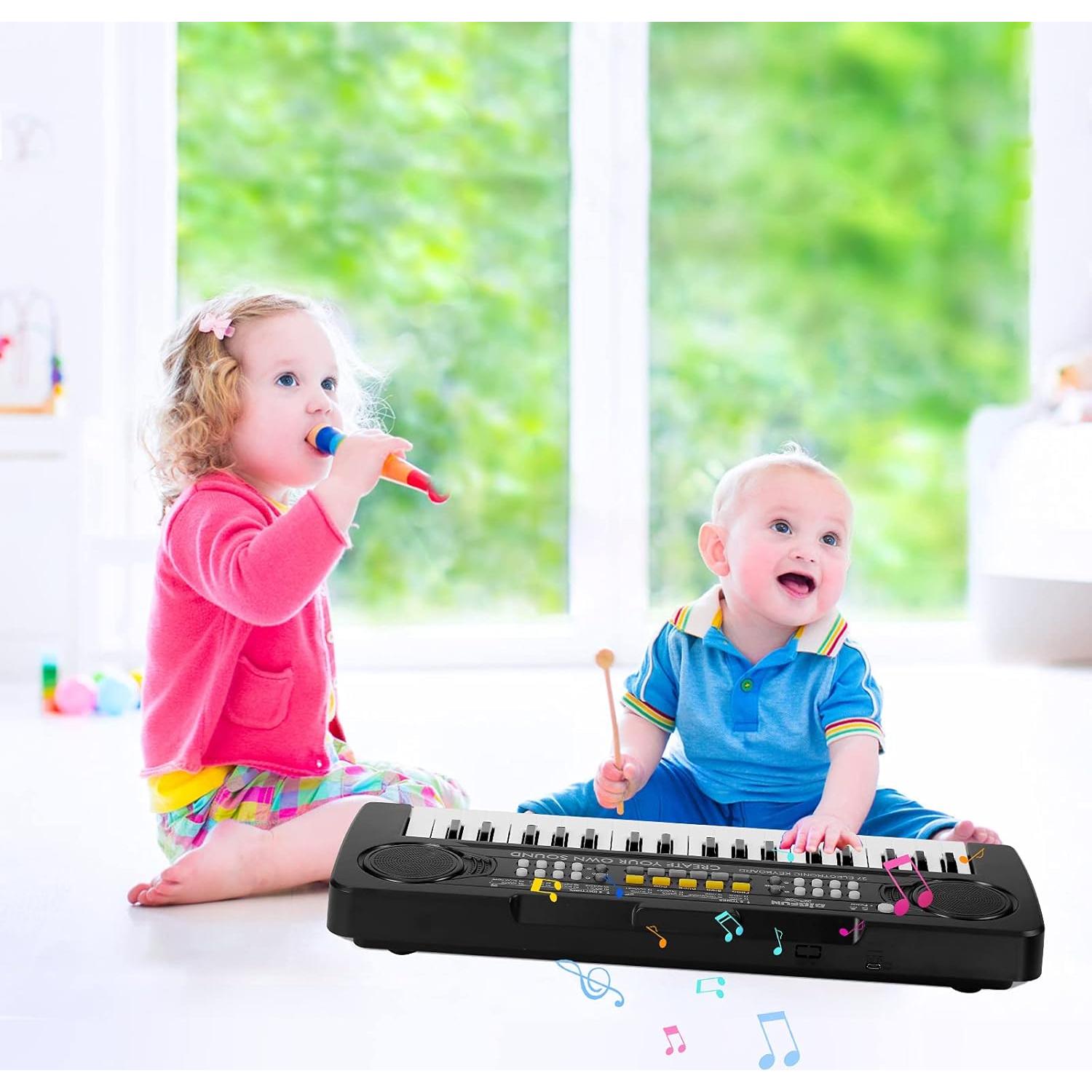 Teclado de Piano Infantil Raimy 37 Teclas Educativo Negro