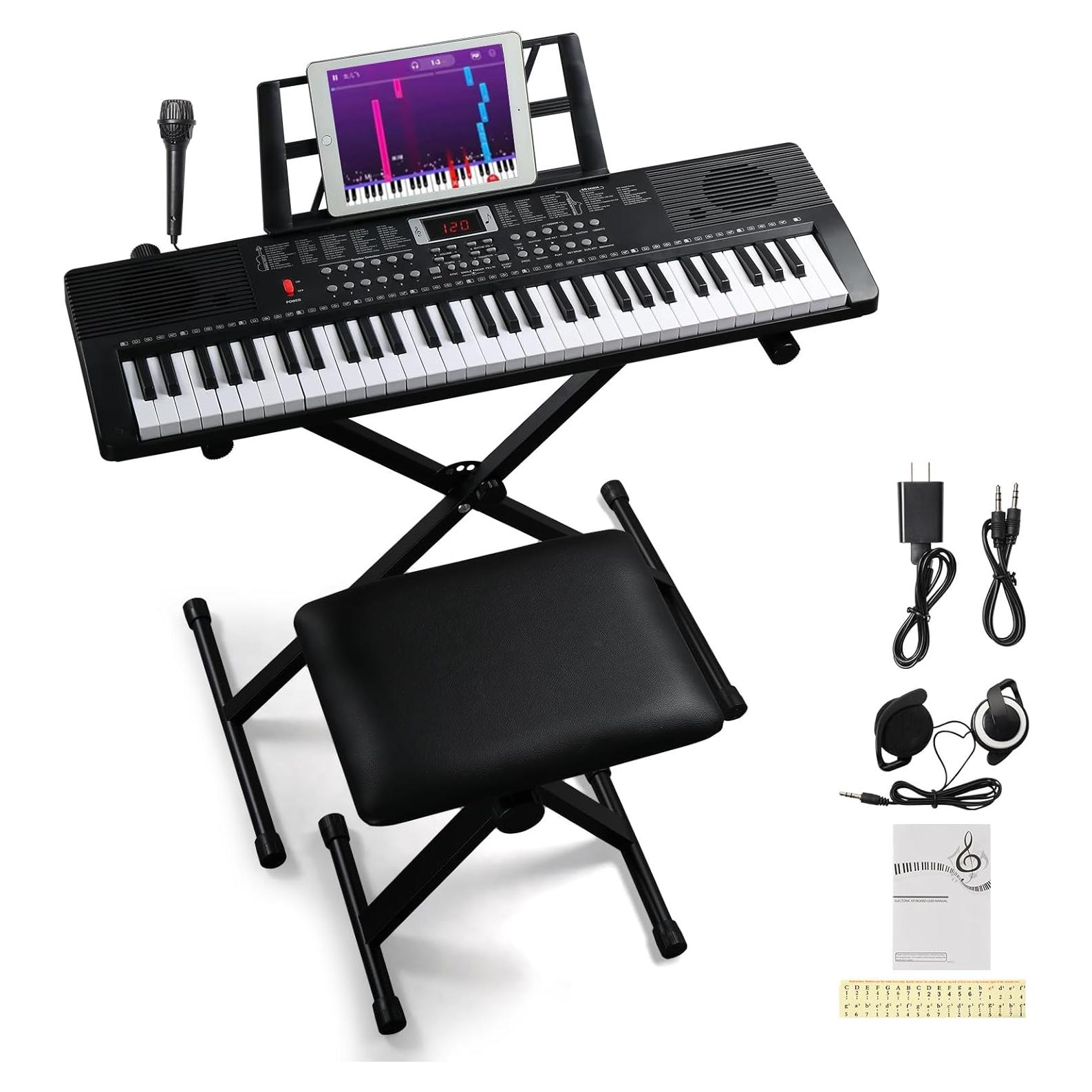 Piano Electrónico Ktaxon 61 Teclas Portátil con Soporte y Auriculares