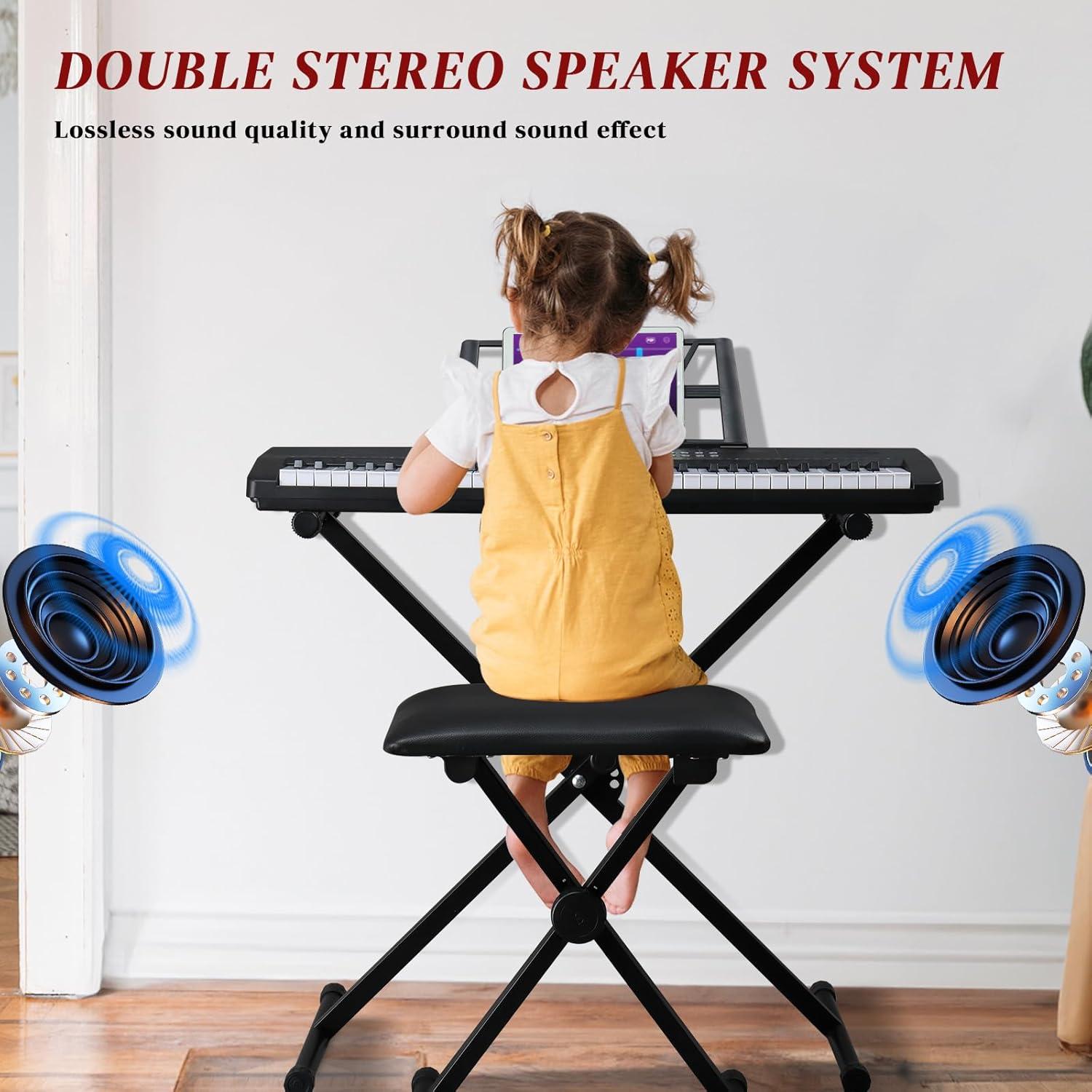 Piano Electrónico Ktaxon 61 Teclas Portátil con Soporte y Auriculares