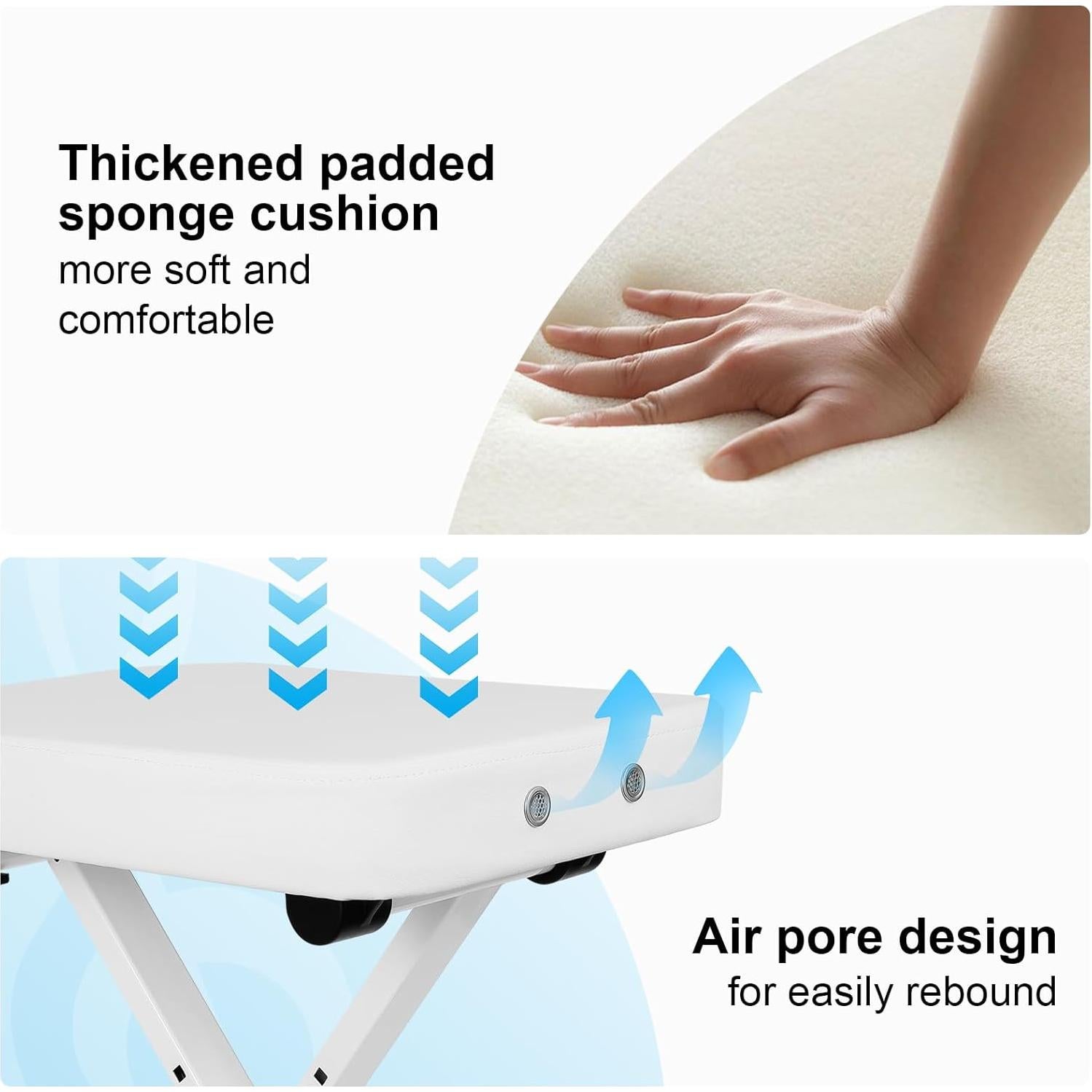 Banco de Piano TENTOTEN Ajustable Plegable Blanco 3.5 kg