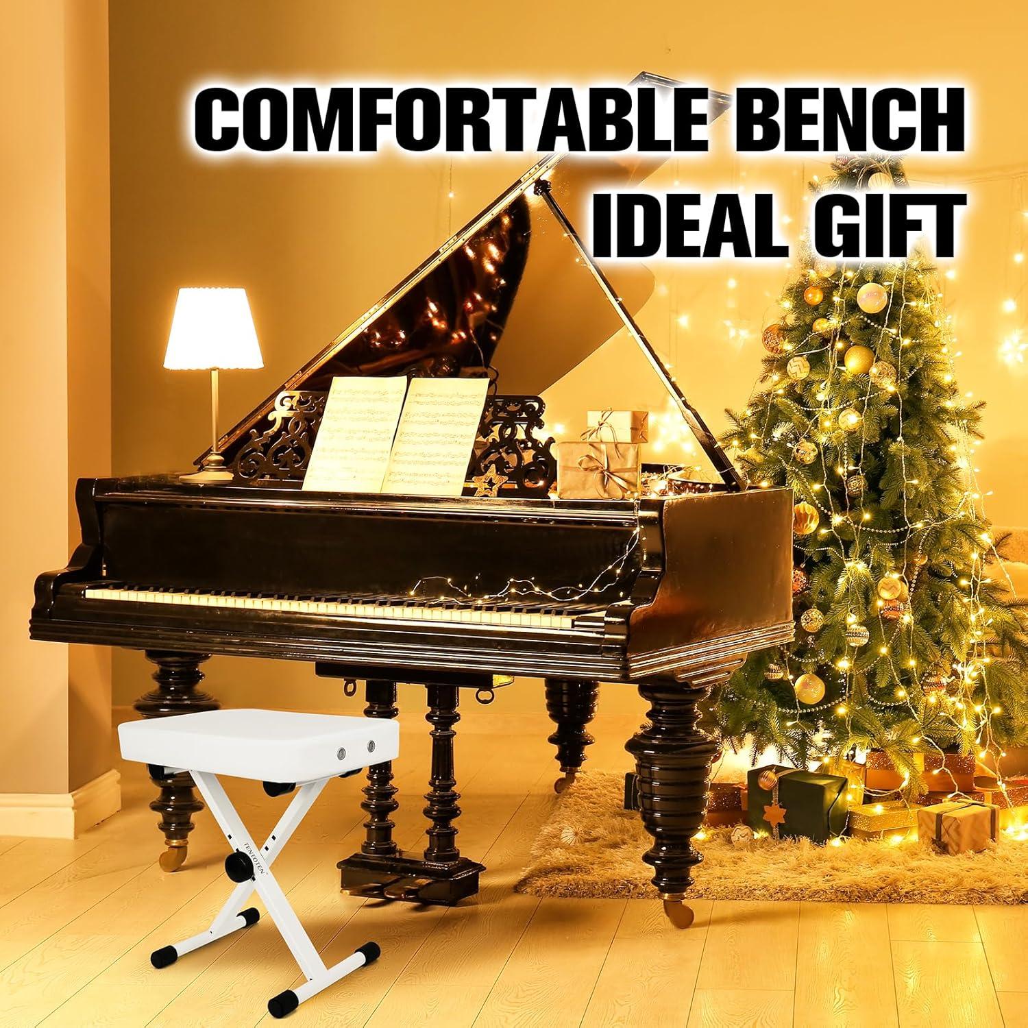 Banco de Piano TENTOTEN Ajustable Plegable Blanco 3.5 kg