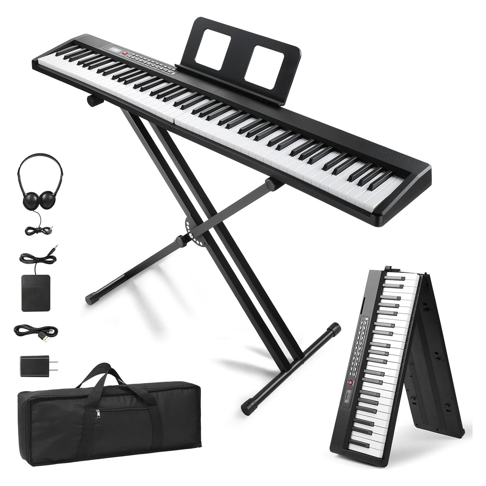 Piano Digital Plegable Ktaxon 88 Teclas Semi Ponderadas Negro