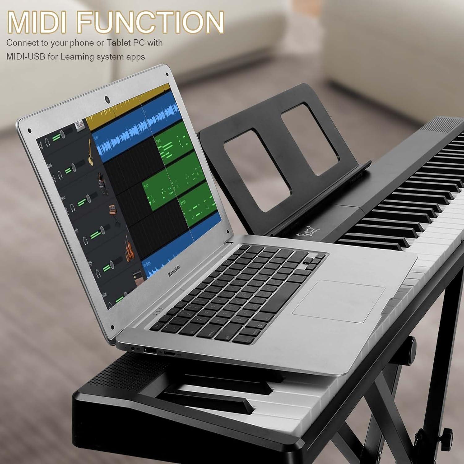 Piano Digital Plegable Ktaxon 88 Teclas Semi Ponderadas Negro