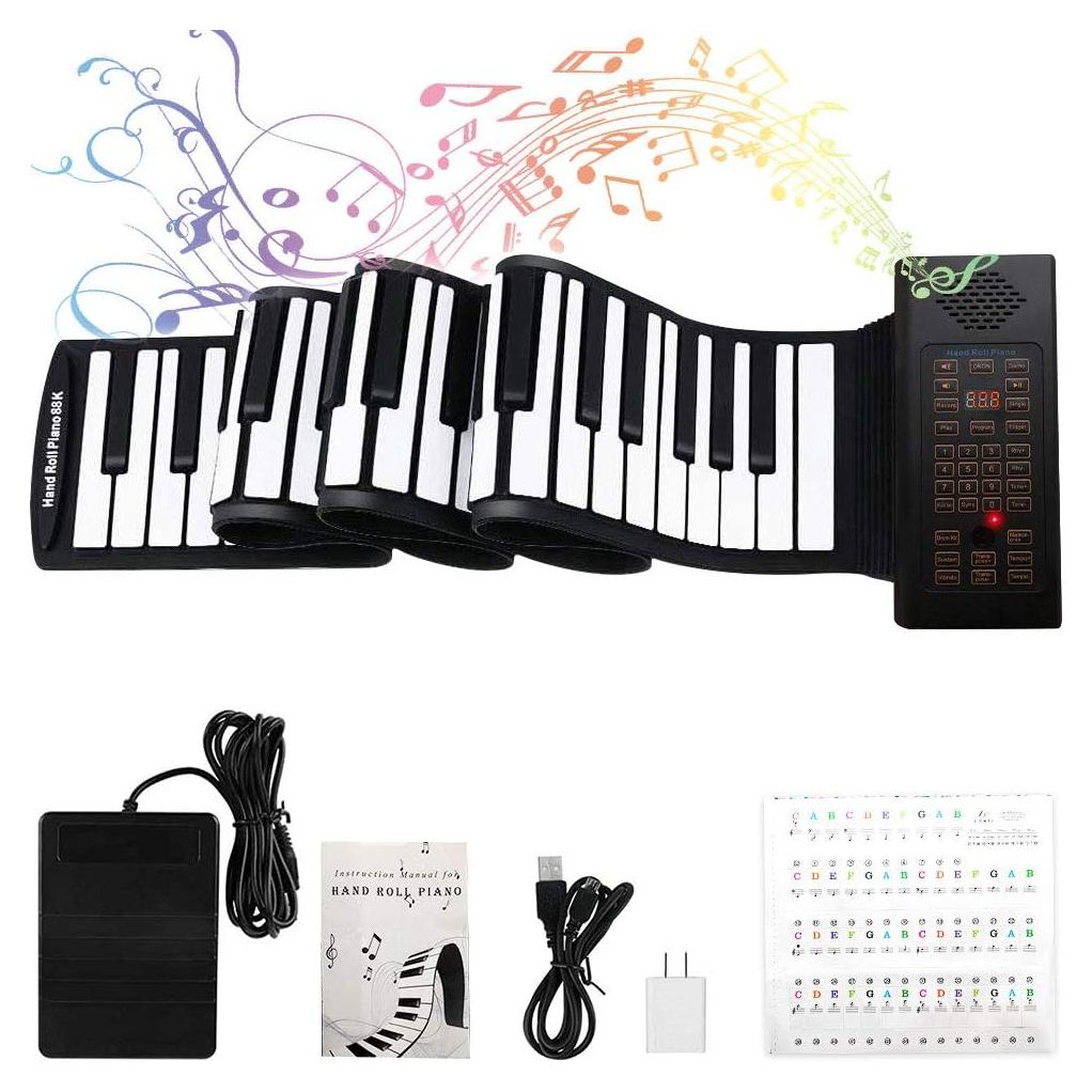 Piano Enrollable 88 Teclas Lamir con Pedal y Pegatinas