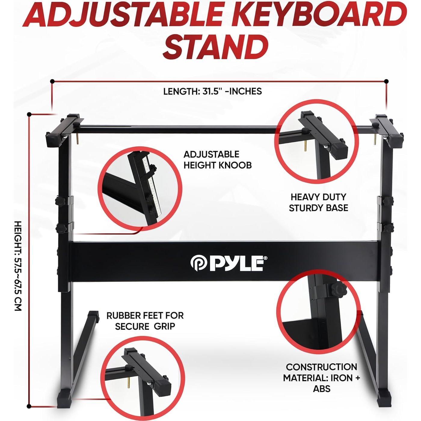Teclado Eléctrico PYLE 61 Teclas Bluetooth con Accesorios