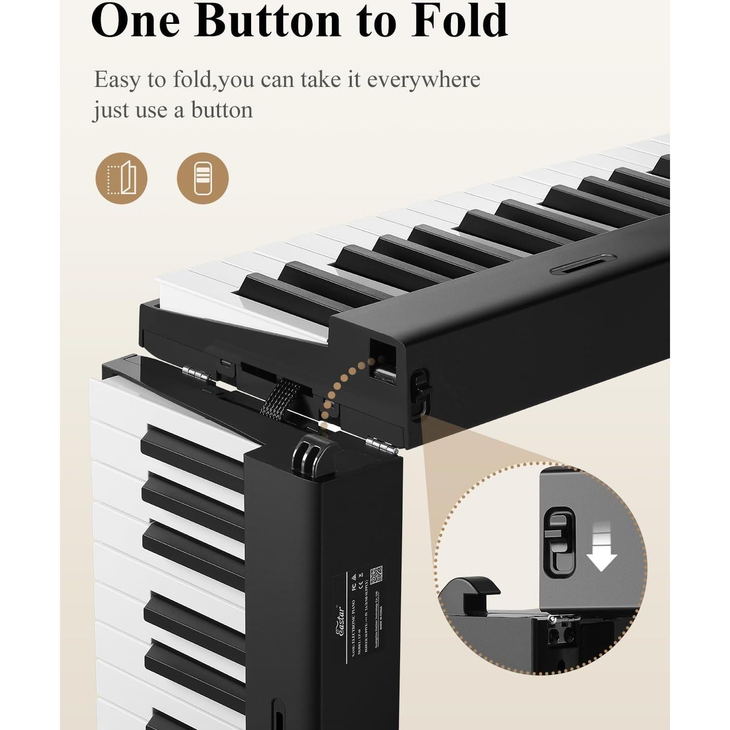 Piano Digital Plegable Eastar EP-10 88 Teclas Bluetooth Portátil