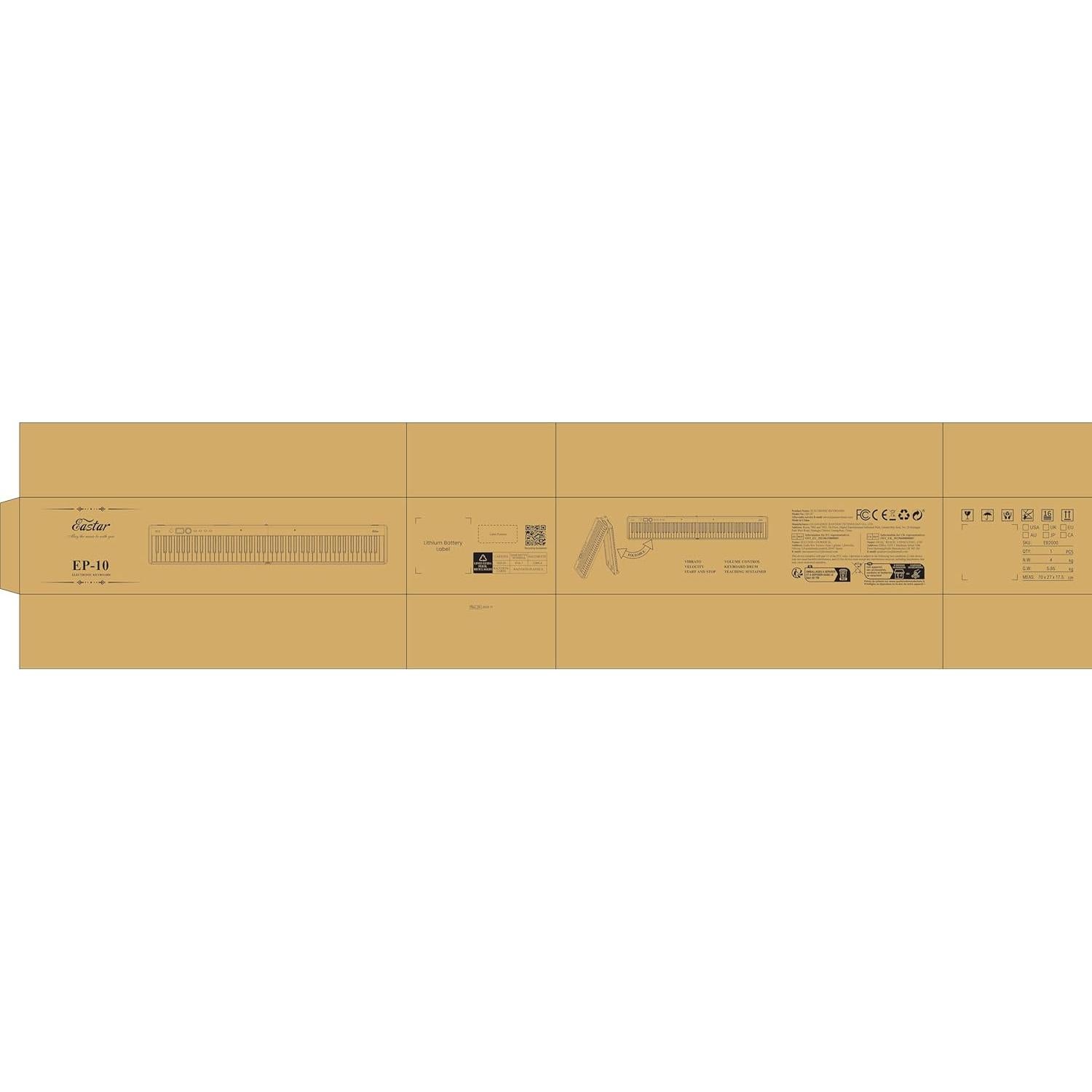 Piano Digital Plegable Eastar EP-10 88 Teclas Bluetooth Portátil