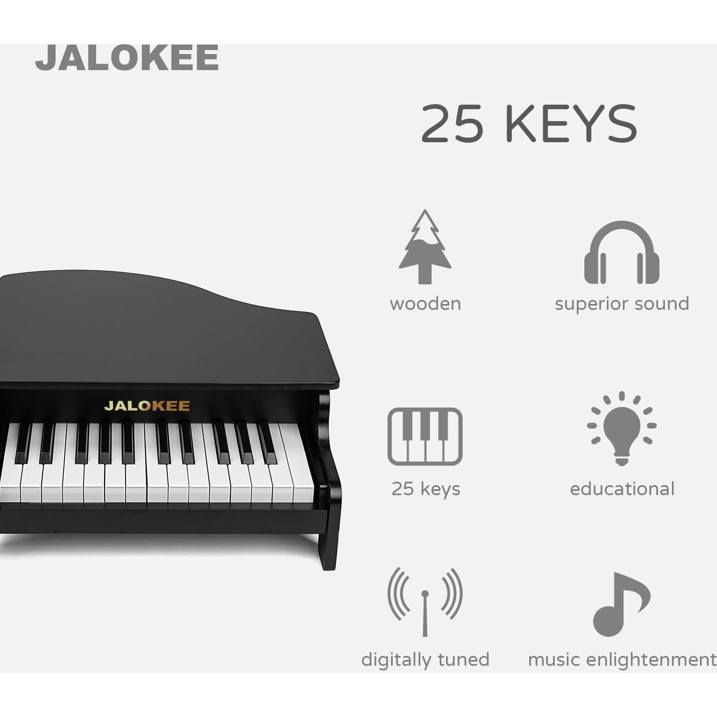 Teclado de Piano JALOKEE 25 Teclas de Madera para Niños