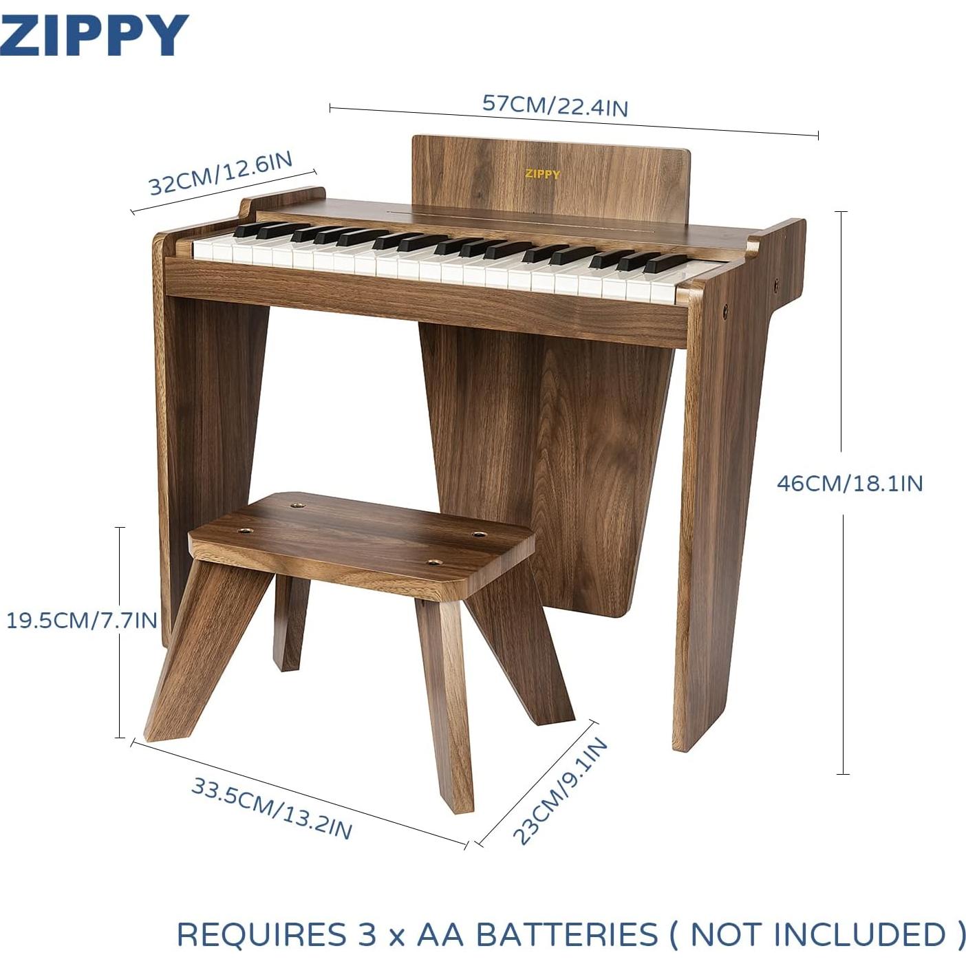 Piano Digital ZIPPY para Niños 37 Teclas Nuez Básica