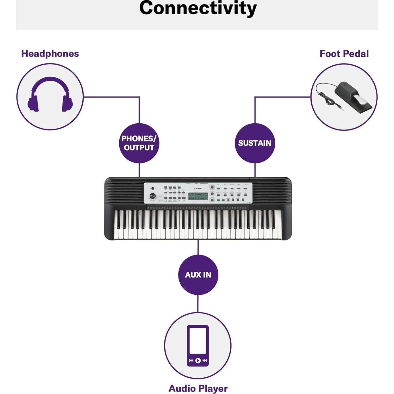 Teclado Portátil Yamaha YPT-280 61 Teclas para Principiantes