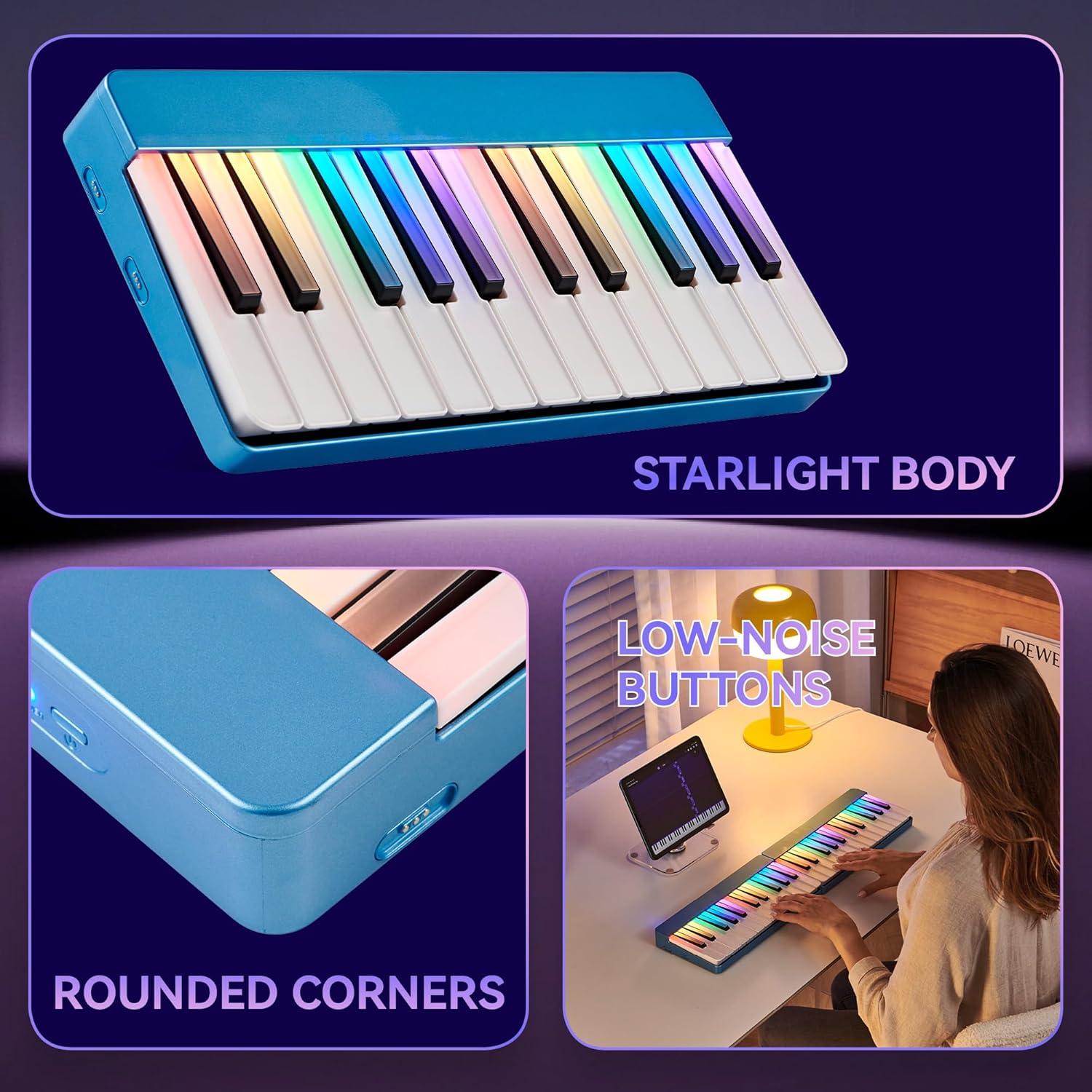 Teclado de Piano Inteligente Peppop P100 con Luz LED Azul