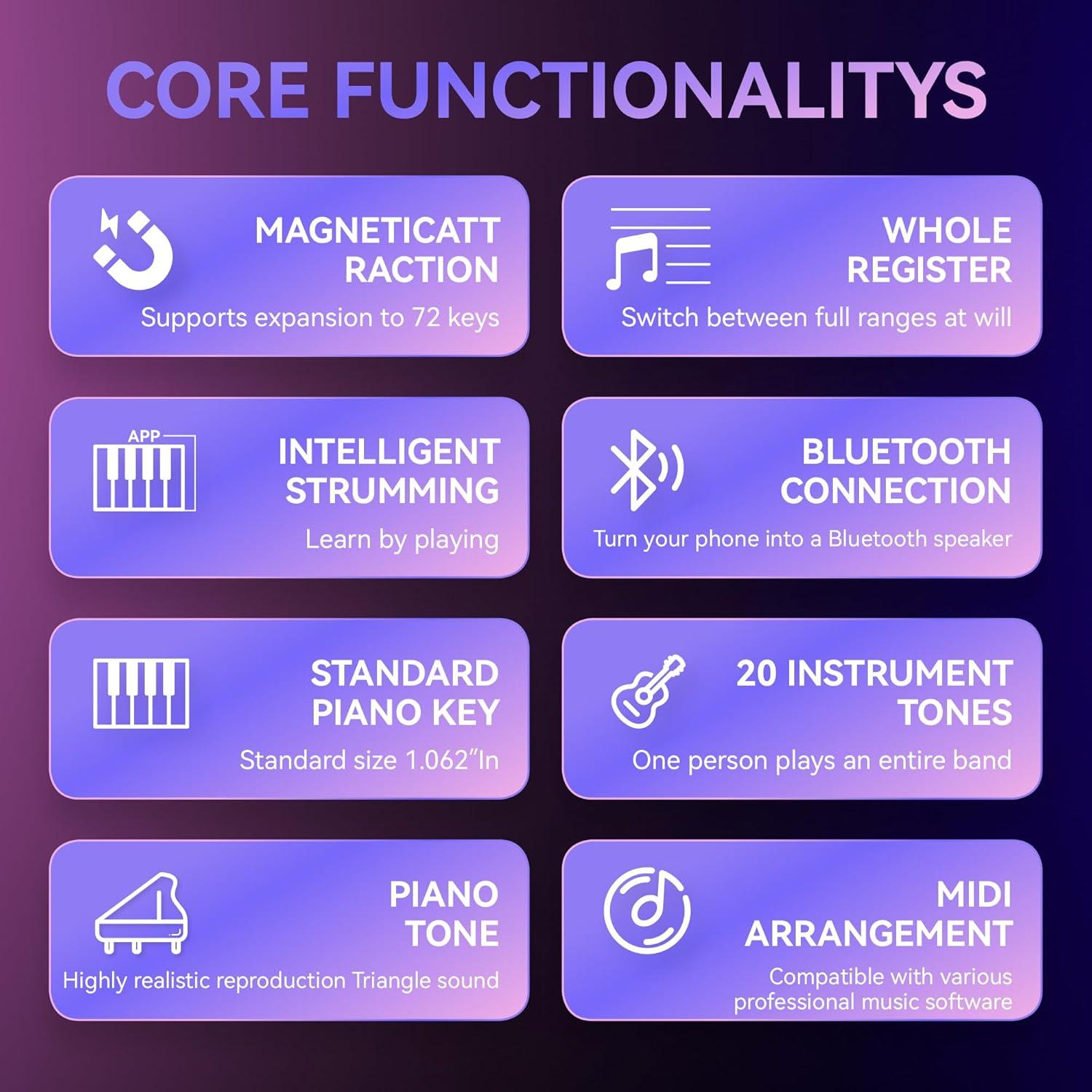 Teclado de Piano Inteligente Peppop P100 con Luz LED Azul