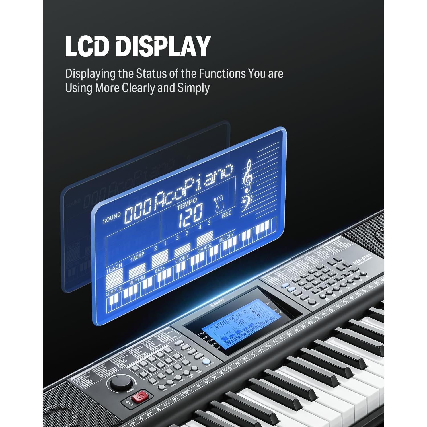 Piano Eléctrico Donner DEK-610S 61 Teclas con Kit Completo